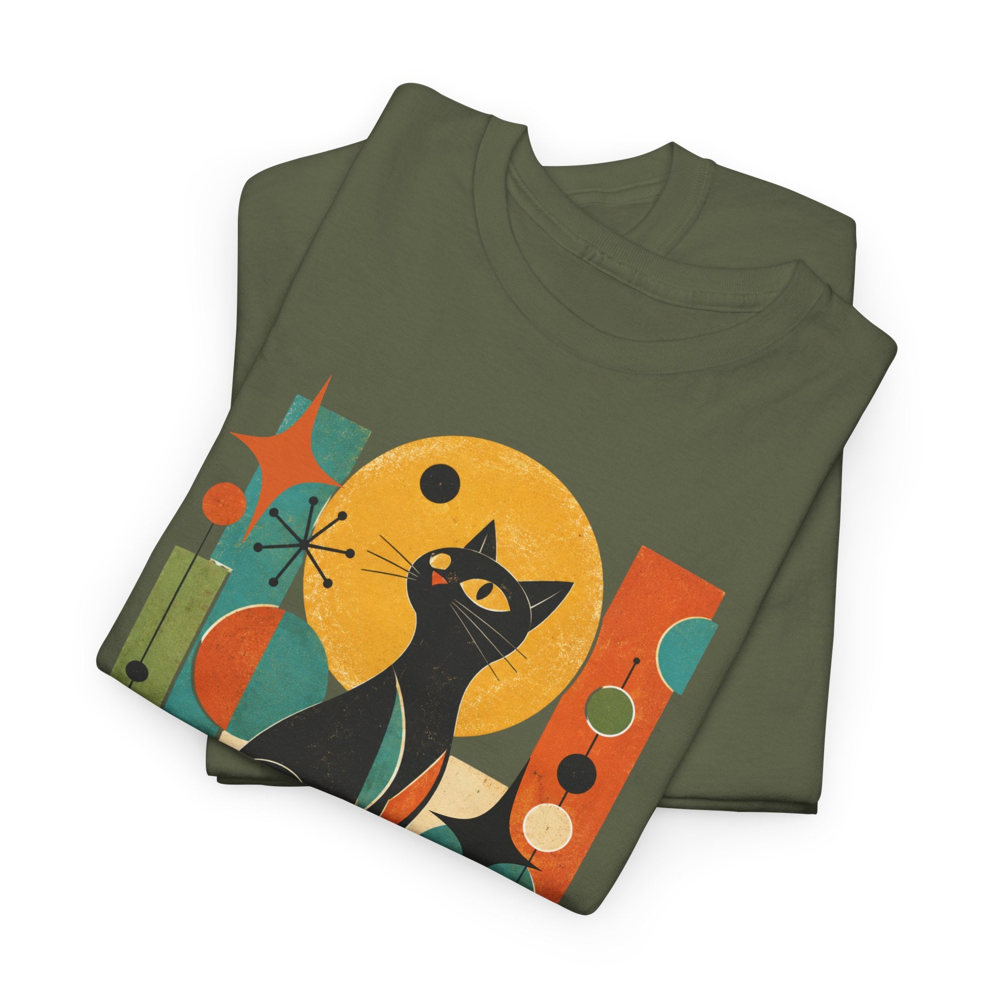 Paws and Reflect Cat T-Shirt. Mod Tangentsies Cat. Mood cat T-shirt
