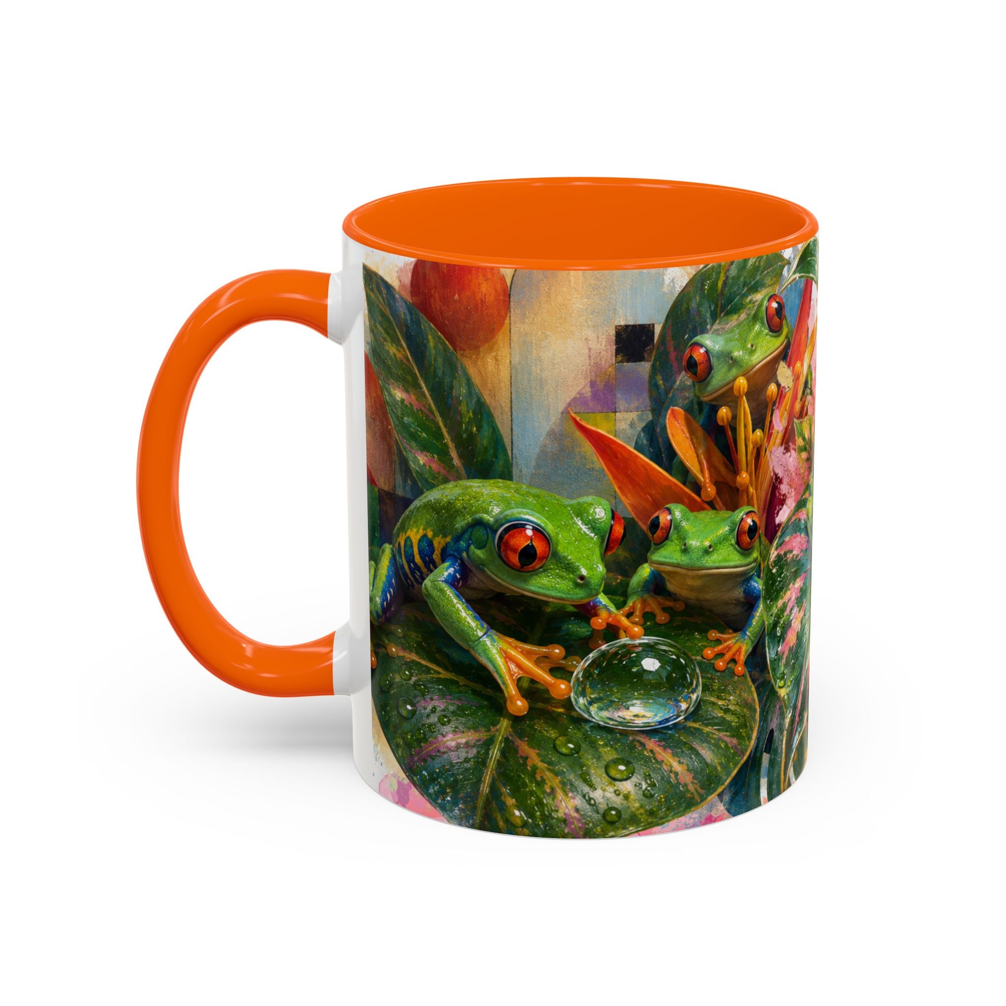 Tropical Tree Frog Coffee Mug — Colorful Rainforest Lily Accent Mug (11/15oz)