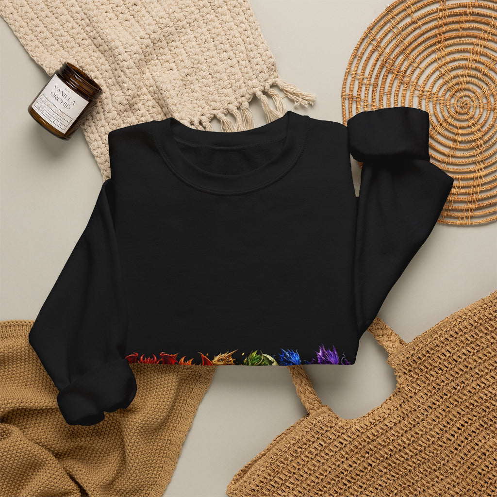 Rainbow Cat Crewneck Sweatshirt — Colorful Pride Cat Line Graphic