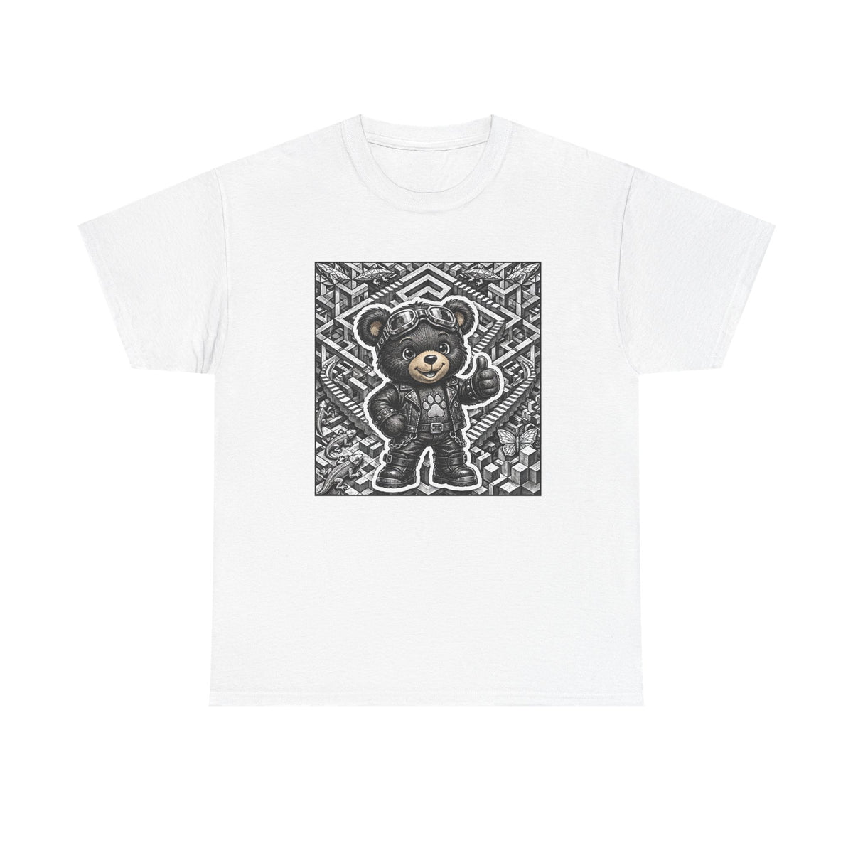 Bear Graphic T-Shirt — Streetwear Teddy Bear Design. Geometric puzzle bear shirt
