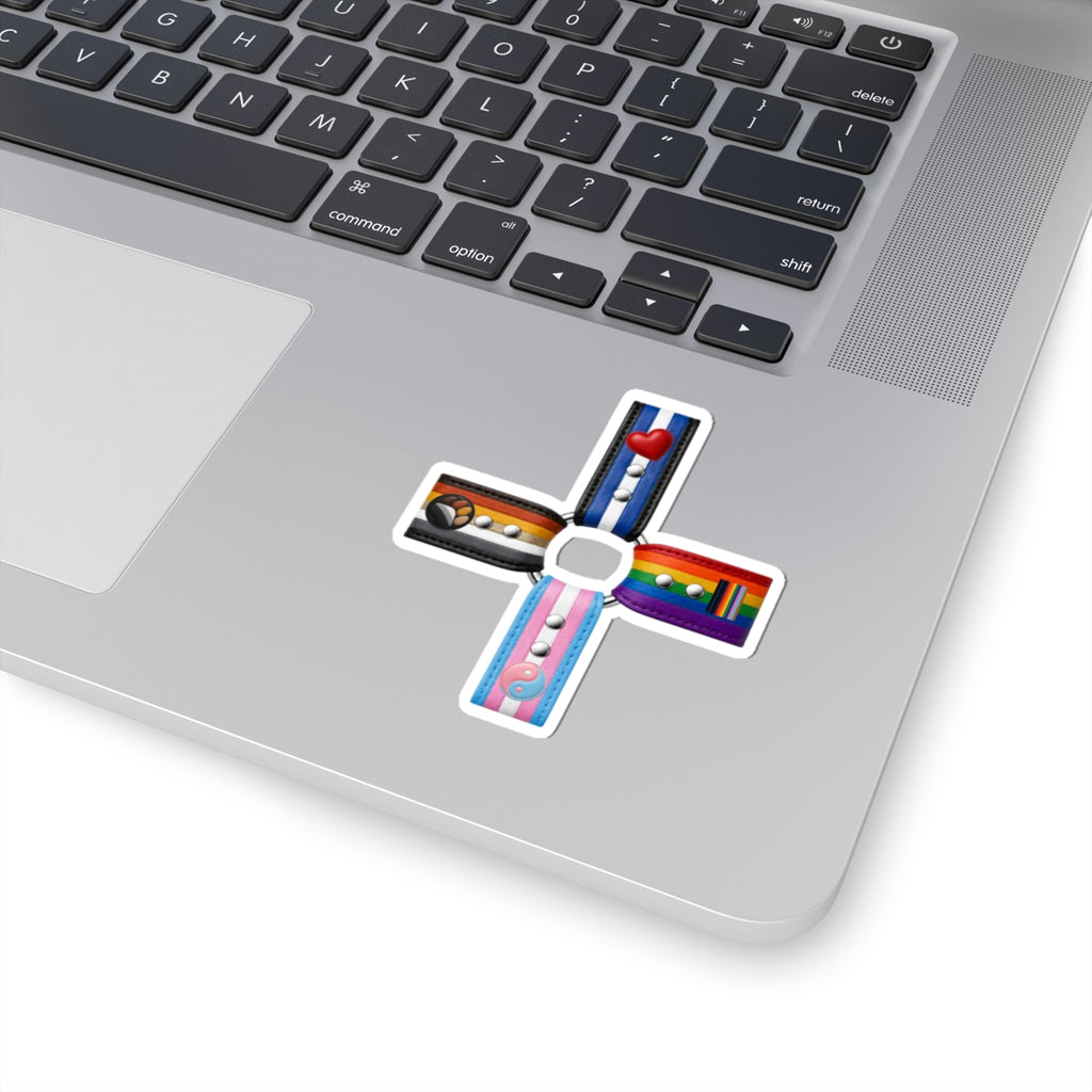 Pride Flag Cross Sticker — LGBTQA+ Inclusive Kiss-Cut Sticker Pack