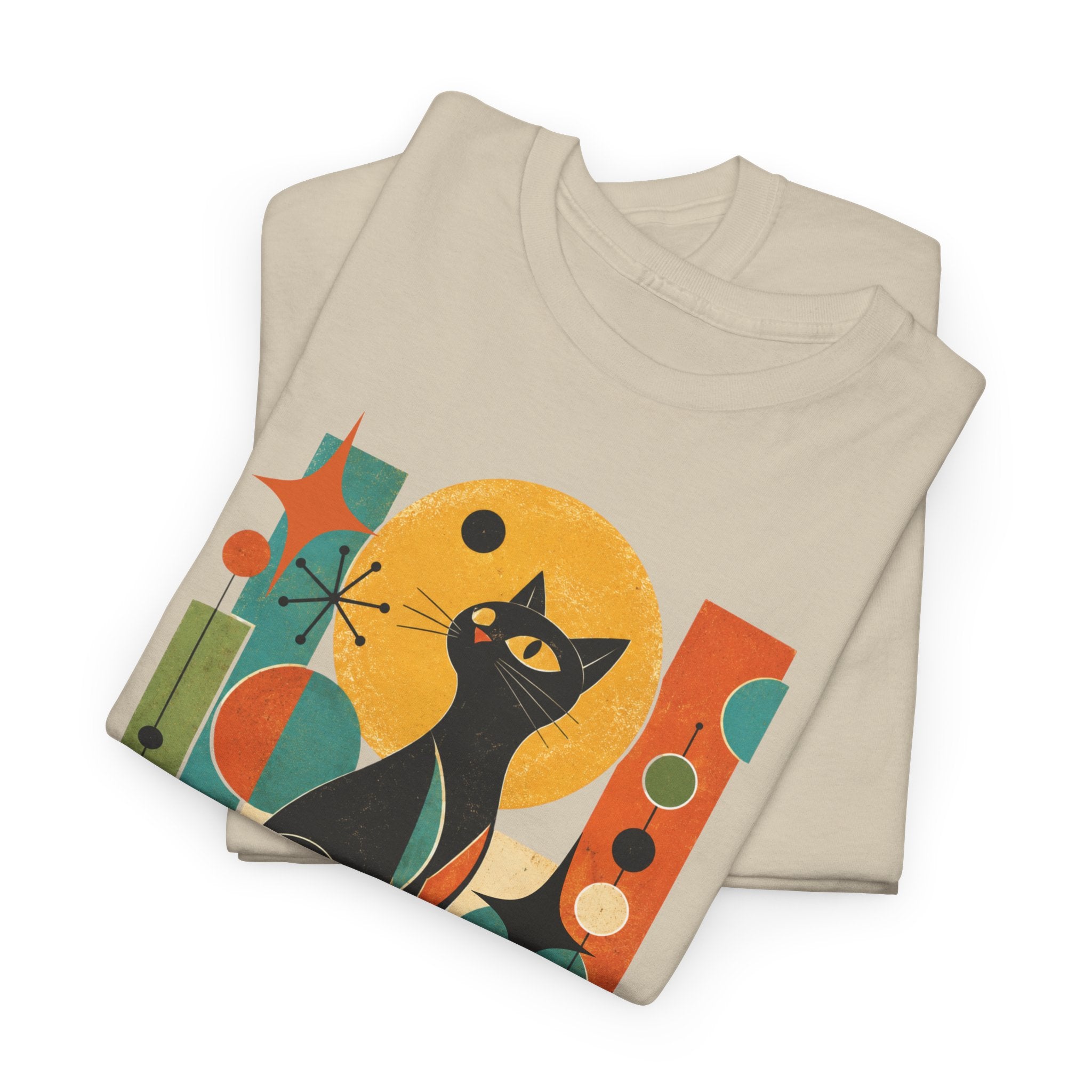 Paws and Reflect Cat T-Shirt. Mod Tangentsies Cat. Mood cat T-shirt