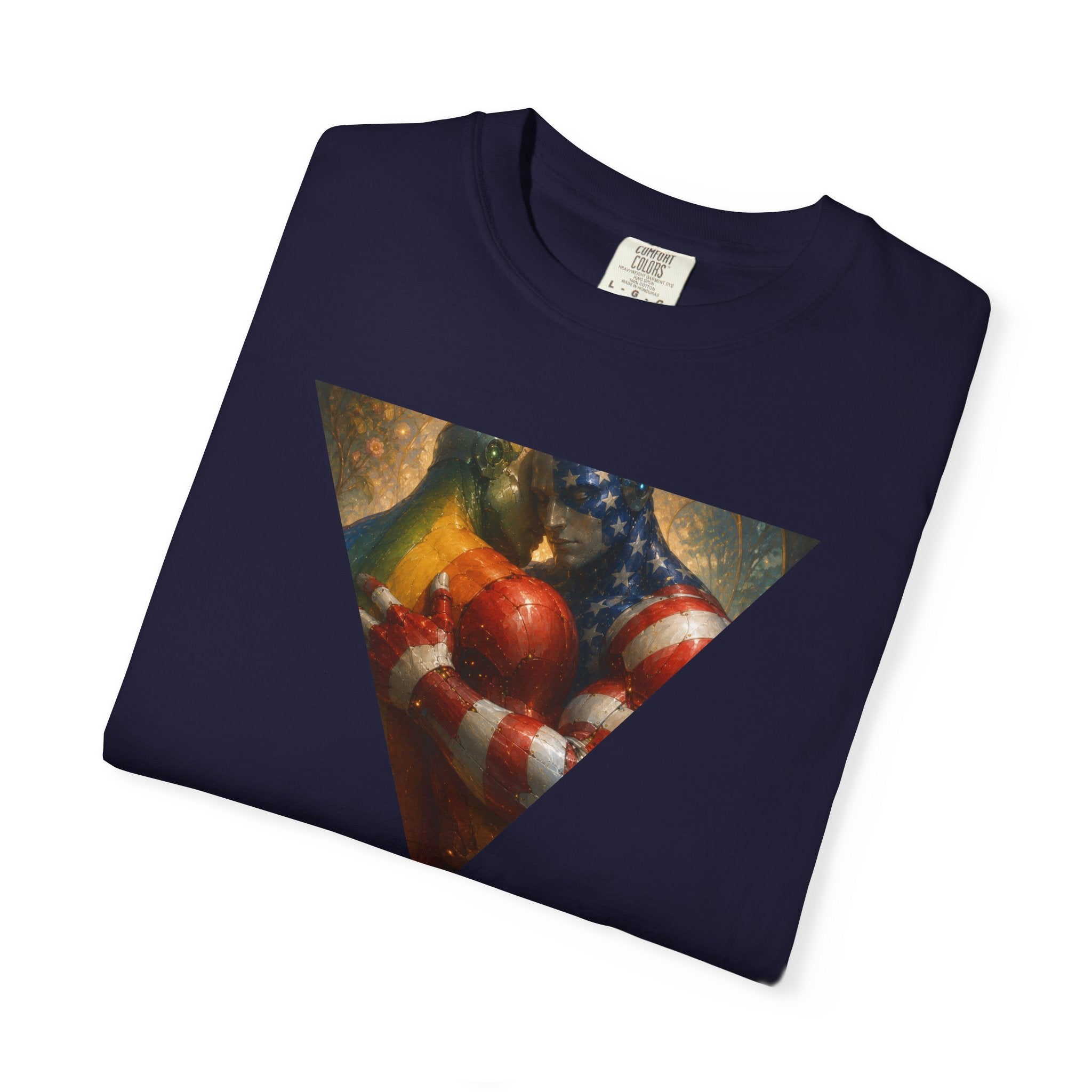 Triangle Galaxy Fruit Graphic T-Shirt, Patriotic. American. Fantasy Pride Shirt LGBTQ Fantasy Clothing Queer Geek Graphic Tee Gay Geek T-Shirt Queer Nerd Apparel LGBTQ Nerd Shirt