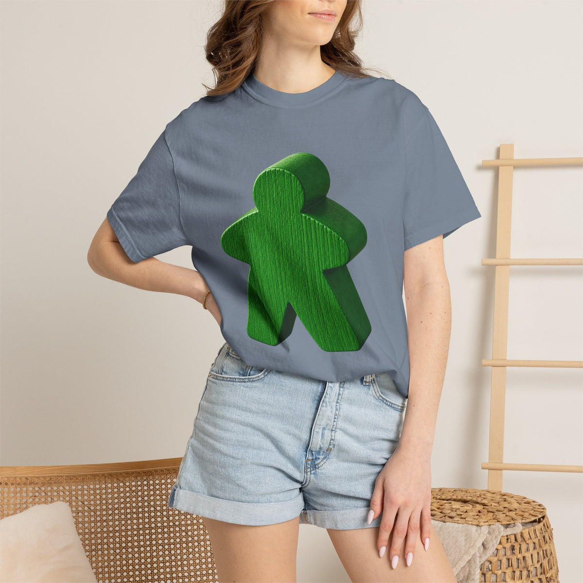 Meeple Graphic T‑Shirt — Green Board Game Gamer Tee