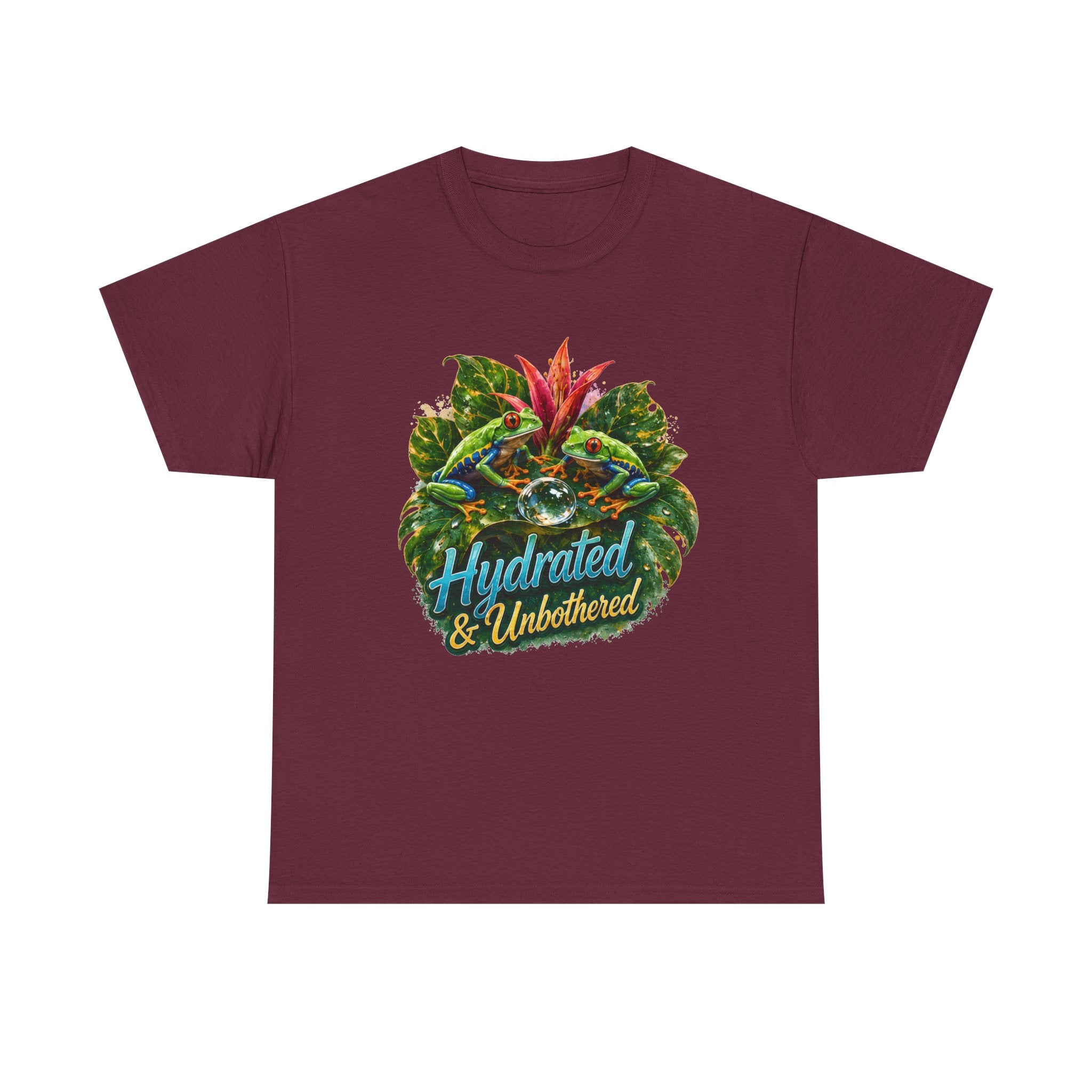 T-Shirt — Hydrated & Unbothered Tropical Frog Graphic Tee Tree Frog Tee. Eco-Tee