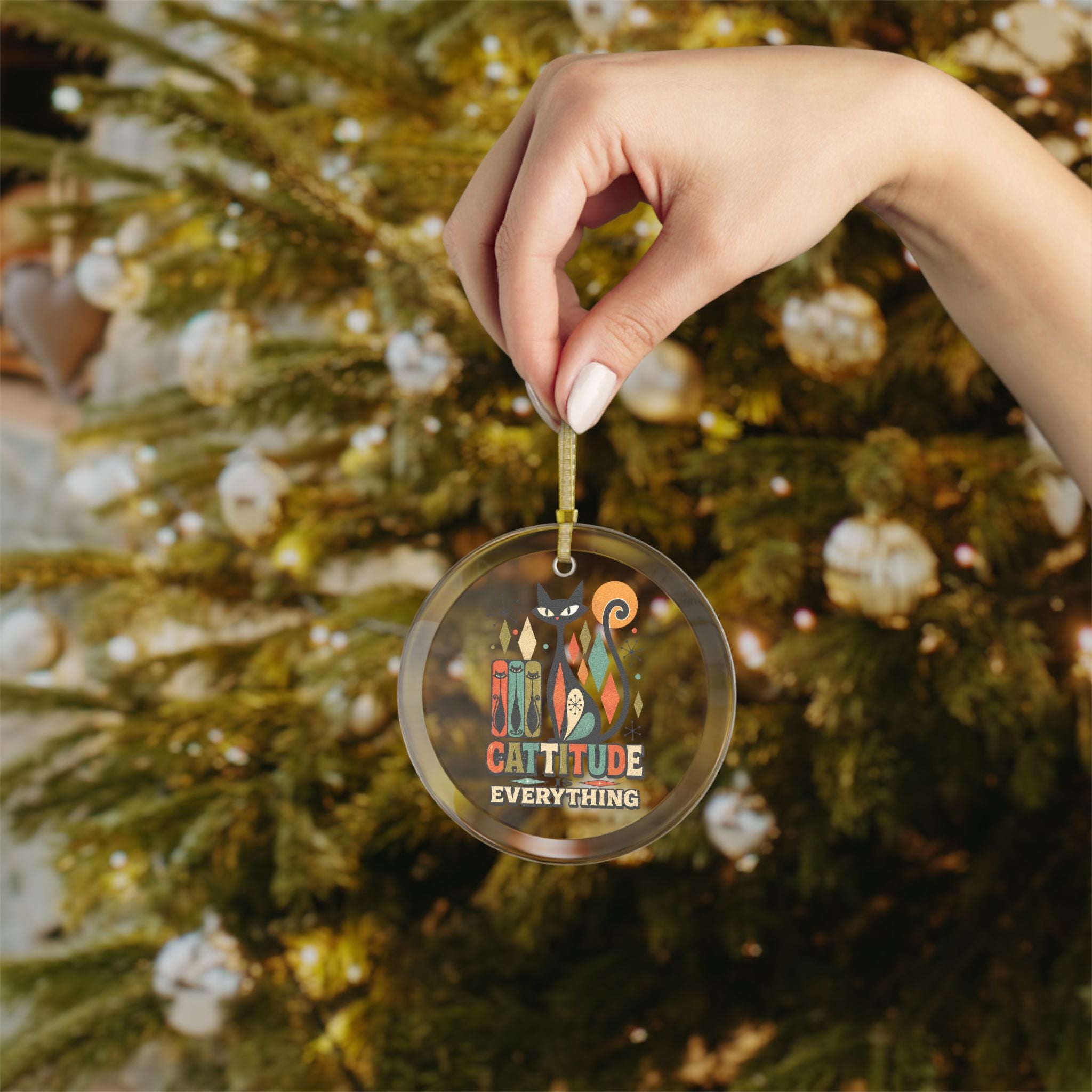 Glass Ornaments Catittude is everything. Mod Cat ornament for the cat collector in your life