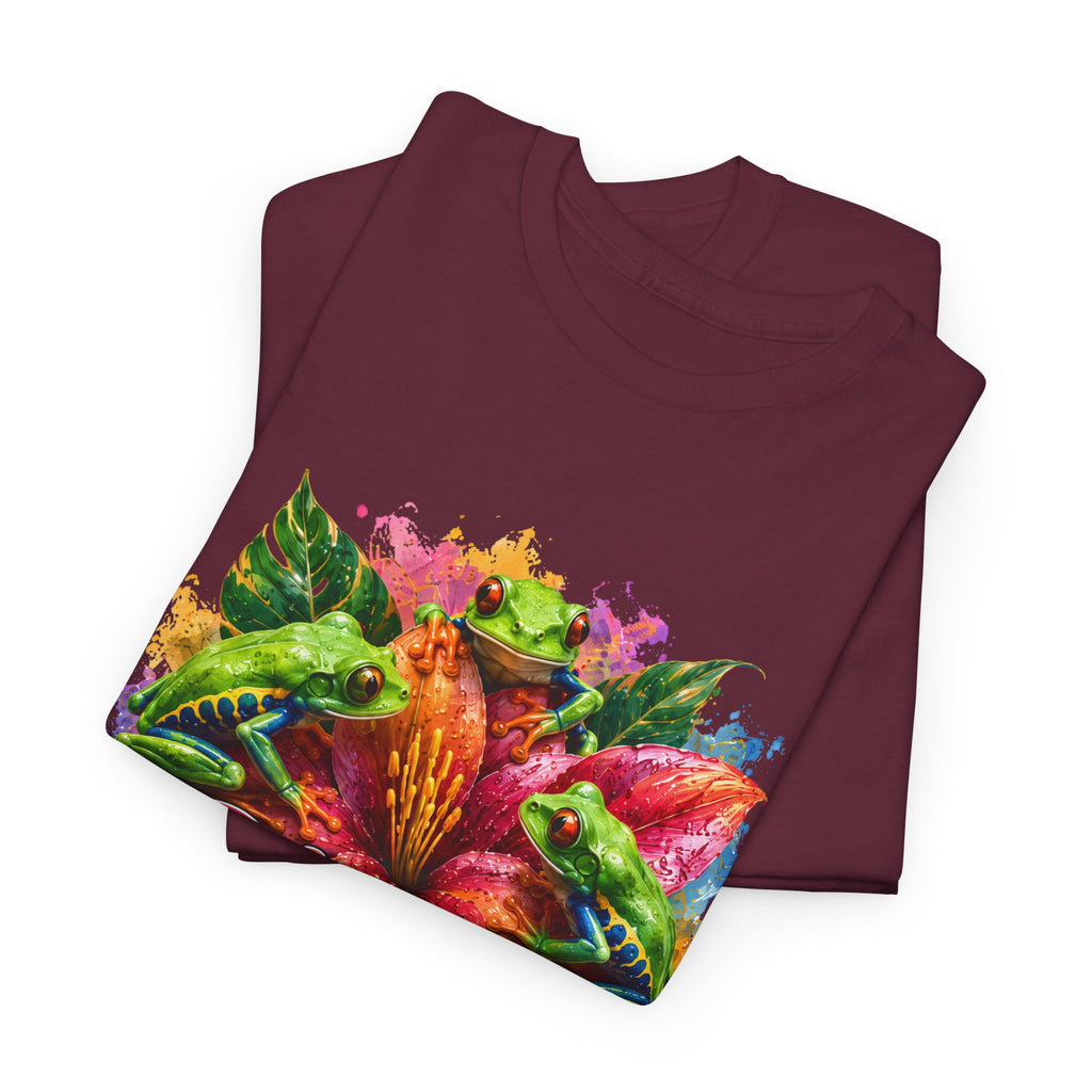 Bloom Where You're Planted Floral T-Shirt — Colorful Garden Graphic Tee. Tree Frogs t-shirt
