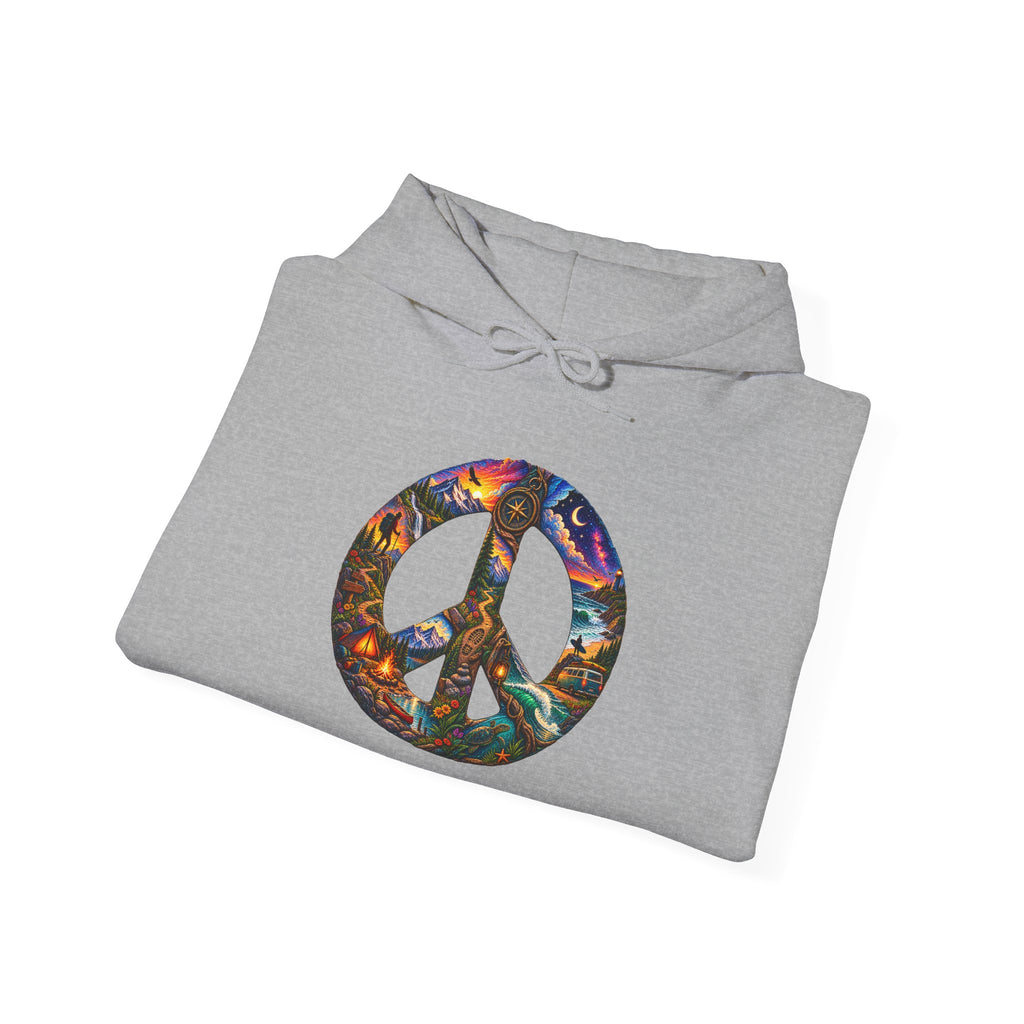 Floral Peace Symbol Hoodie — Psychedelic Boho Graphic Pullover