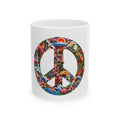 Peace Sign Ceramic Mug — Colorful Japanese-Inspired Floral & Nature 11oz/15oz