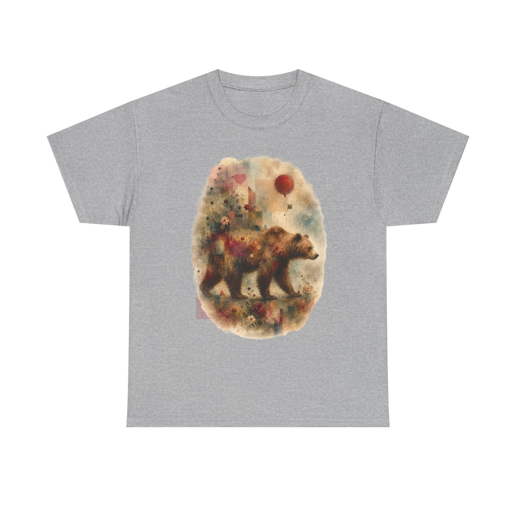 Bear and Balloon T-Shirt — Whimsical Watercolor Forest Bear Graphic Tee