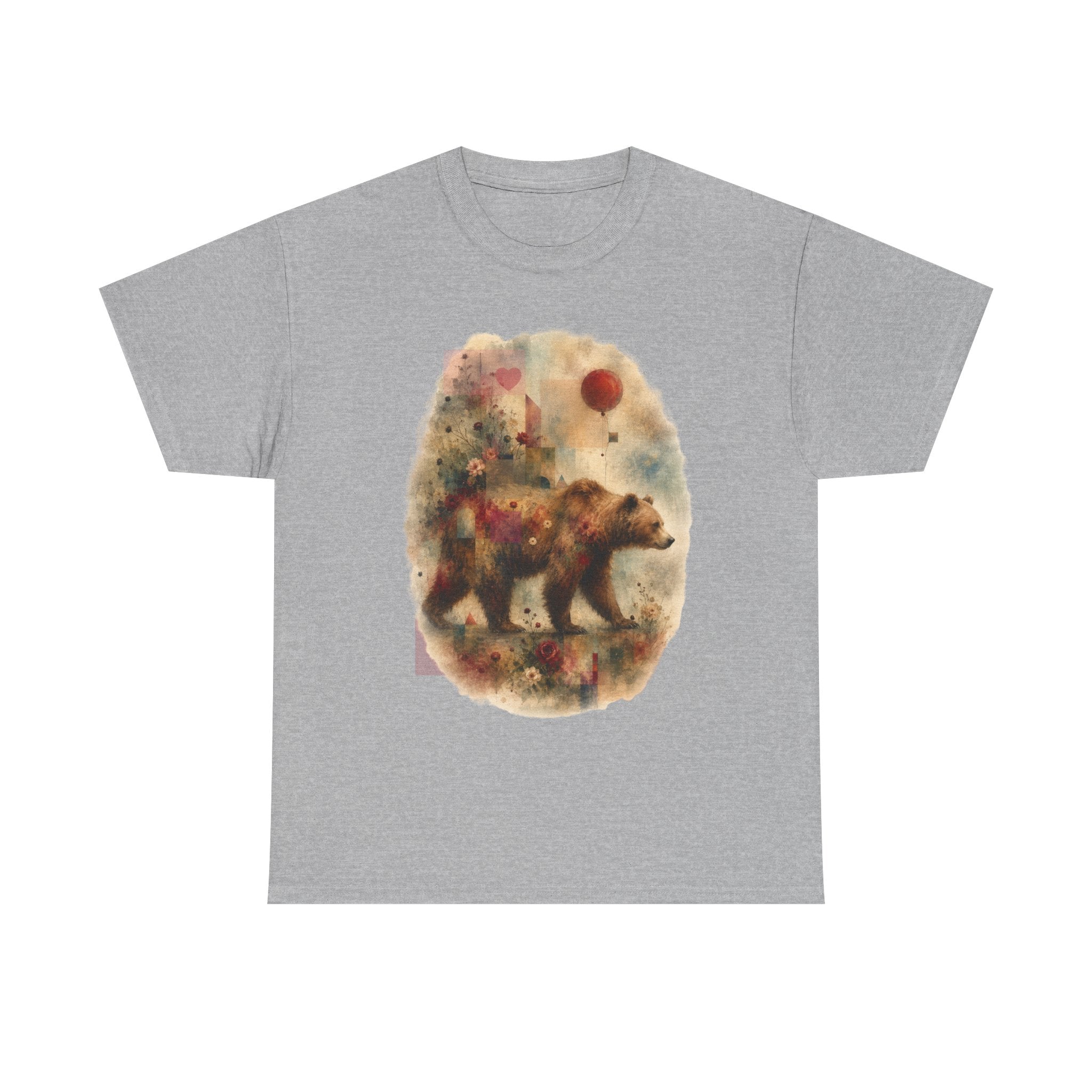 Bear and Balloon T-Shirt — Whimsical Watercolor Forest Bear Graphic Tee