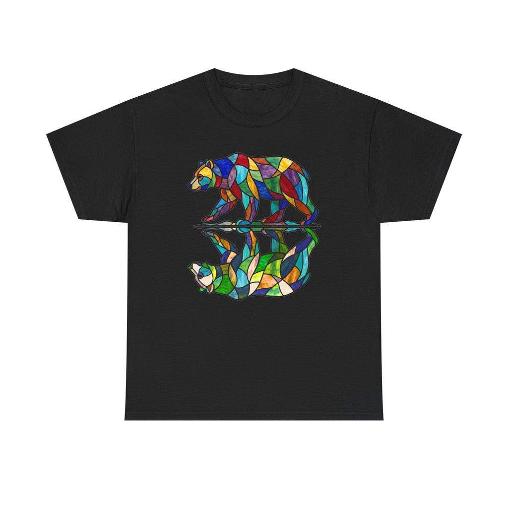 Stained Glass Bear Reflection T-Shirt — Colorful Nature Graphic Tee