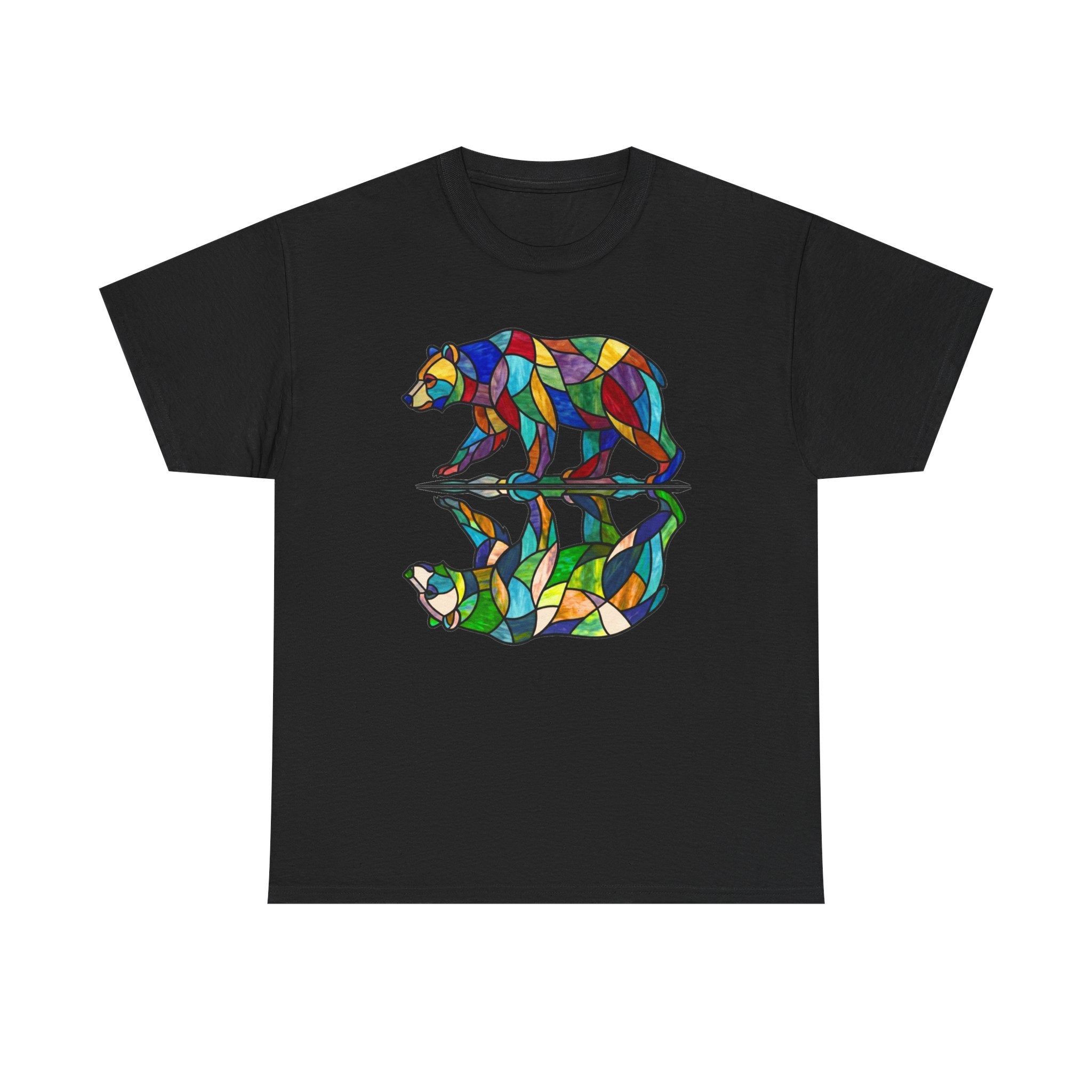 Stained Glass Bear Reflection T-Shirt — Colorful Nature Graphic Tee