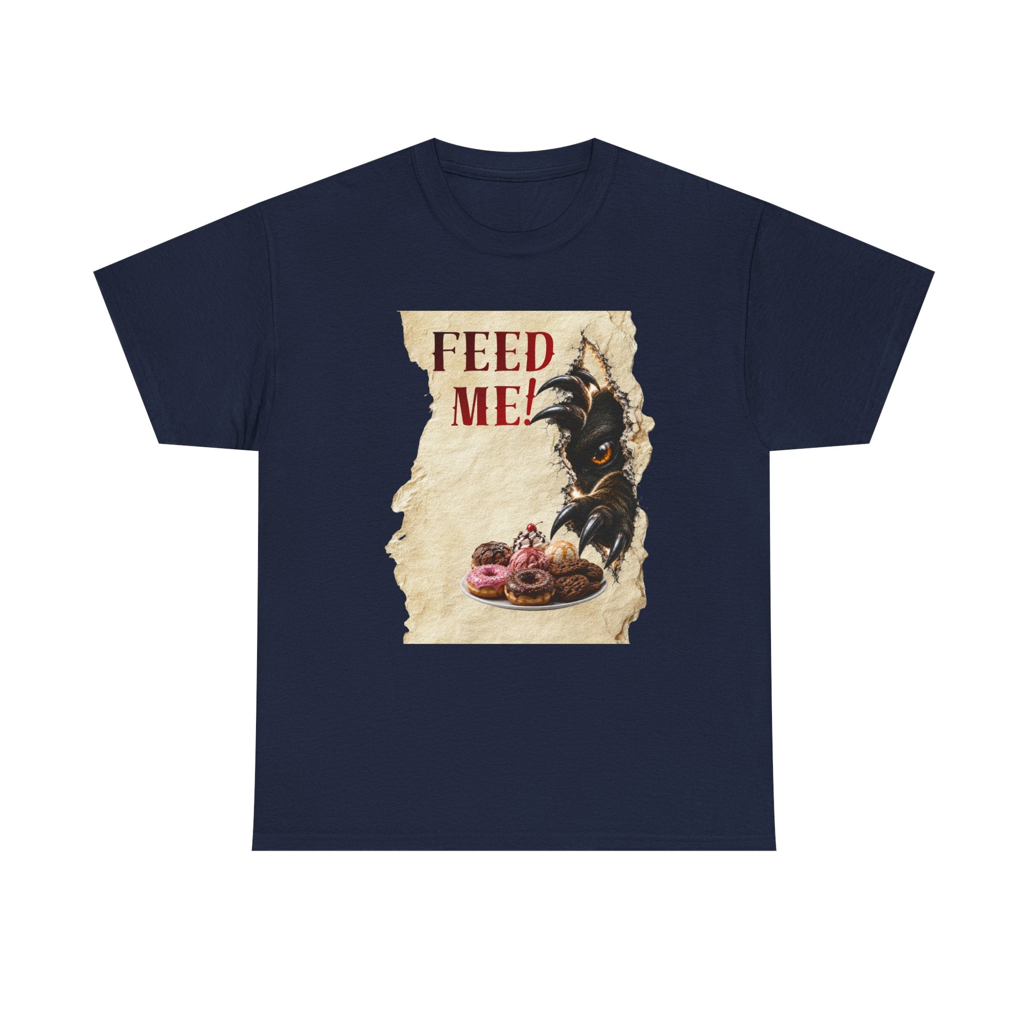 Funny Hangry feed me shirt. Hungry beast breaking out for sweets