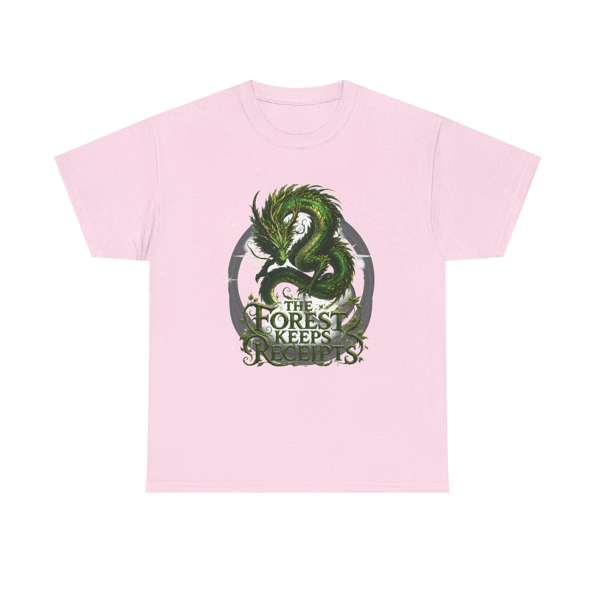 T-Shirt — "The Forest Keeps Receipts" Green Dragon Nature Graphic Tee