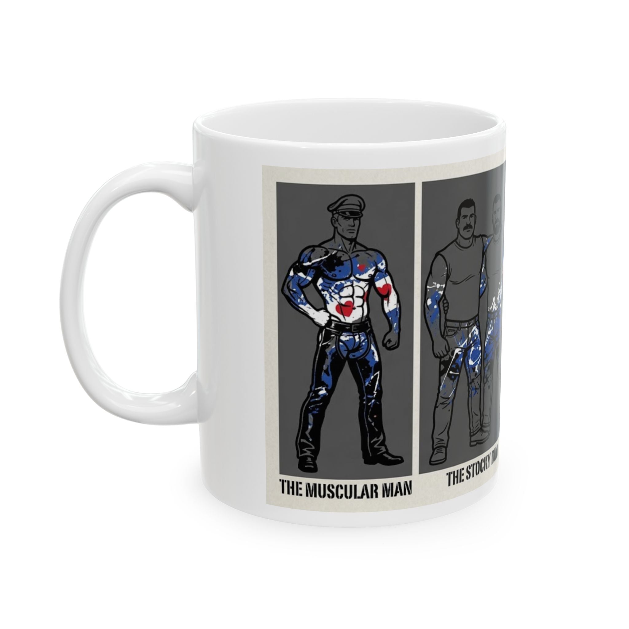Wrestler Evolution Ceramic Mug — 'The Stocky Duo' & 'The Burly Man' Illustrated Coffee Cup (11oz/15oz)