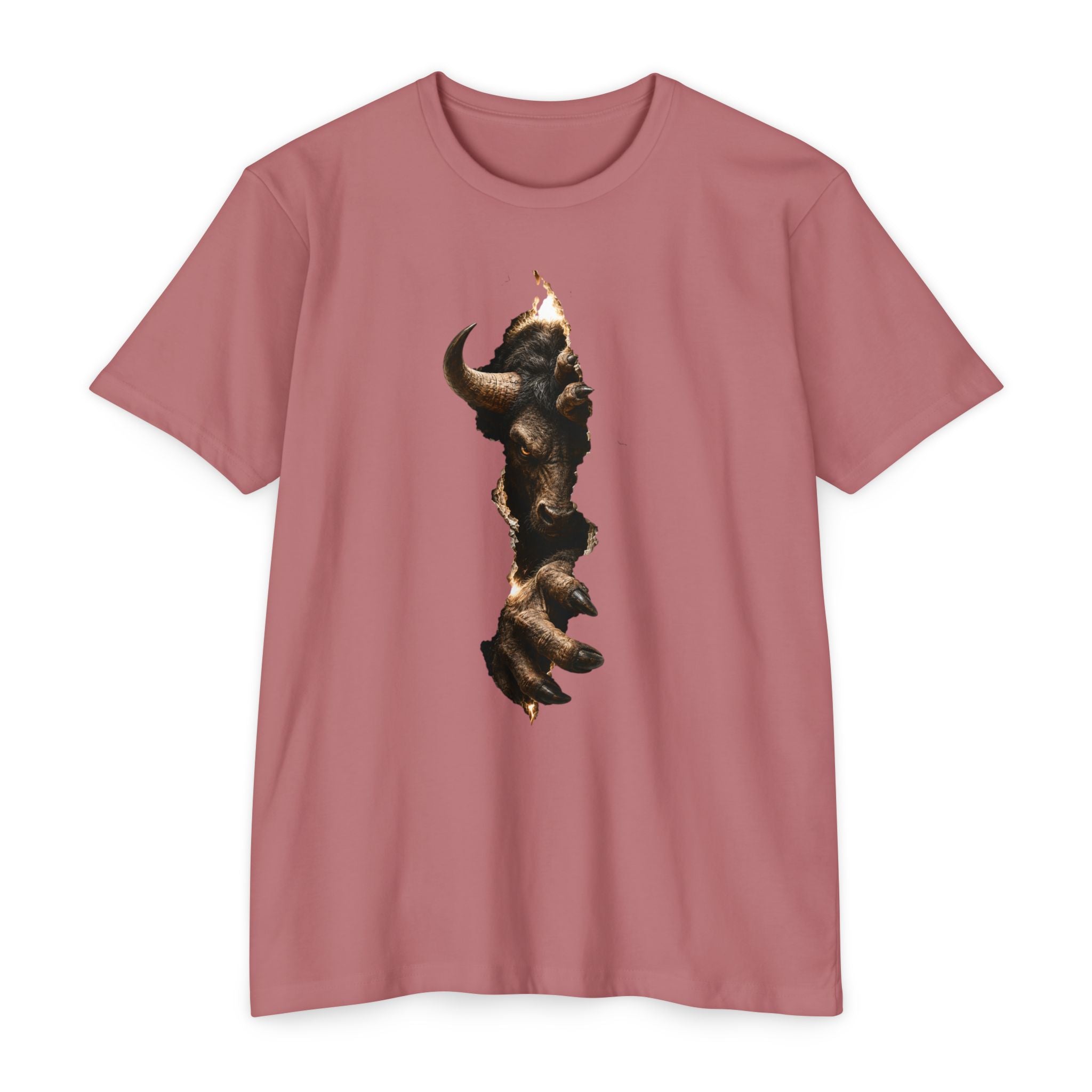 Bison Vertical Print T‑Shirt — Rustic Western Buffalo Graphic Tee. The inner Beast tearing its way out.