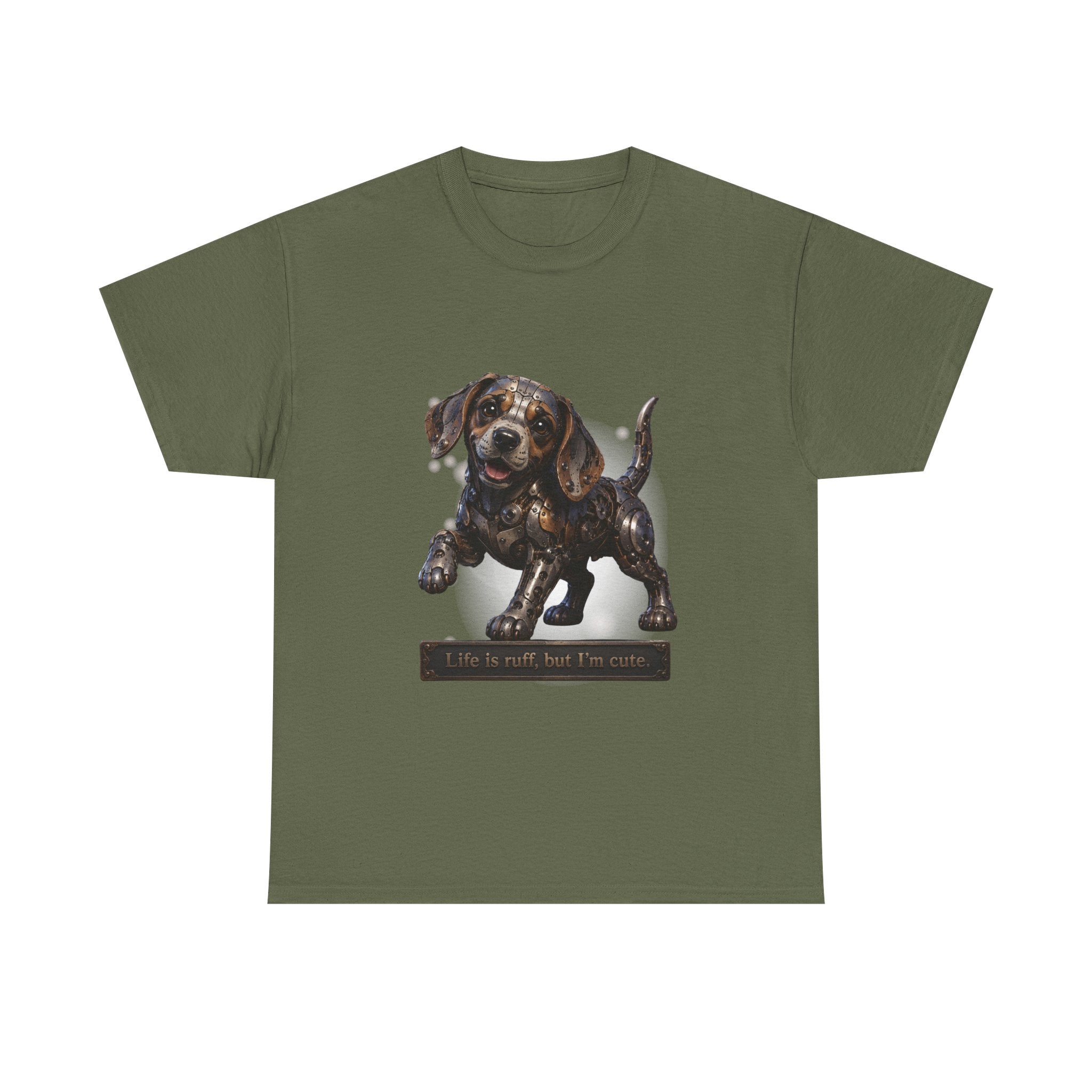 Steampunk Beagle Puppy T-Shirt — "Life is Ruff, but I'm cute." Cute Wiener Dog Tee. Beagle lovers best gift.