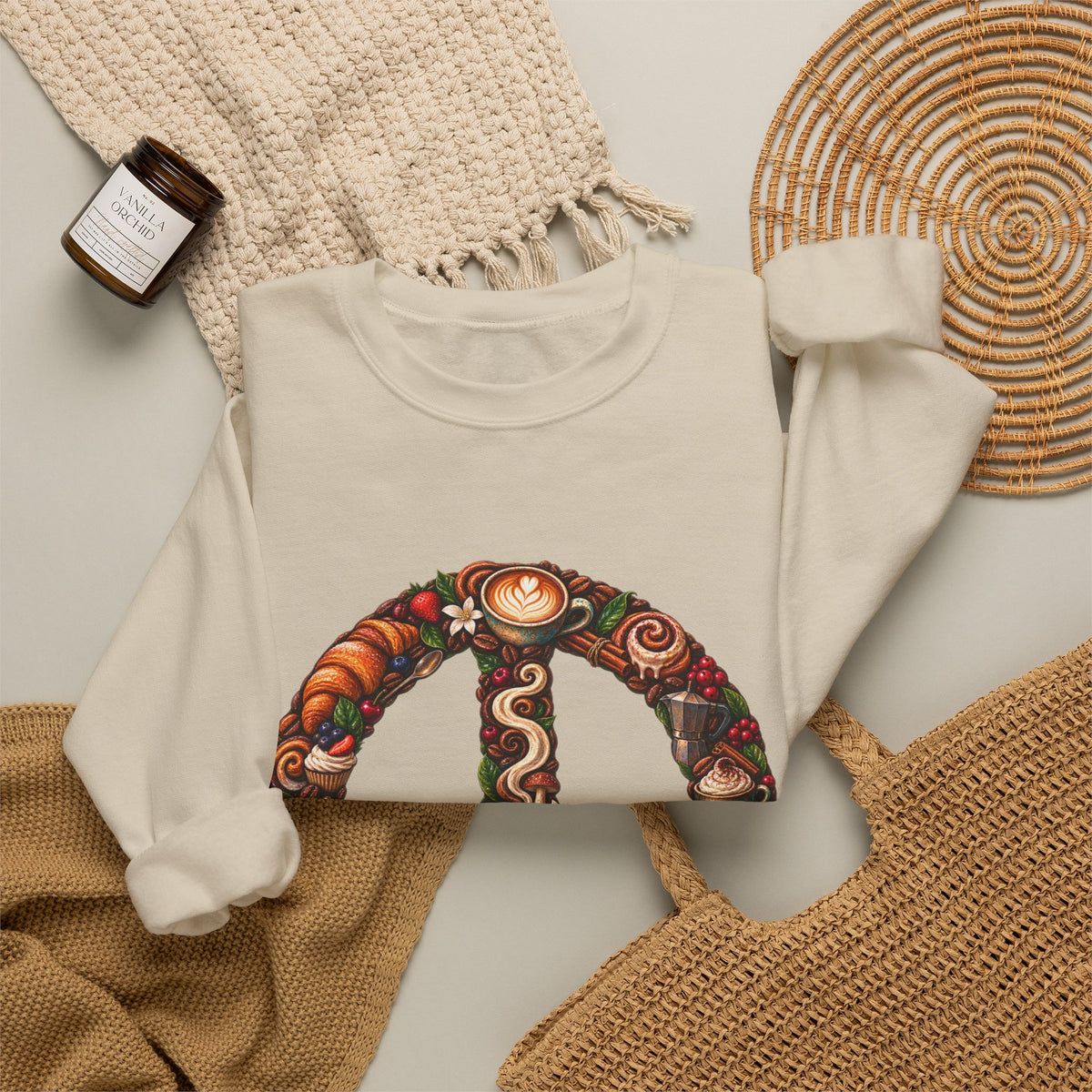 Peace Sign Floral Sweatshirt — Boho Vintage Peace Symbol Crewneck