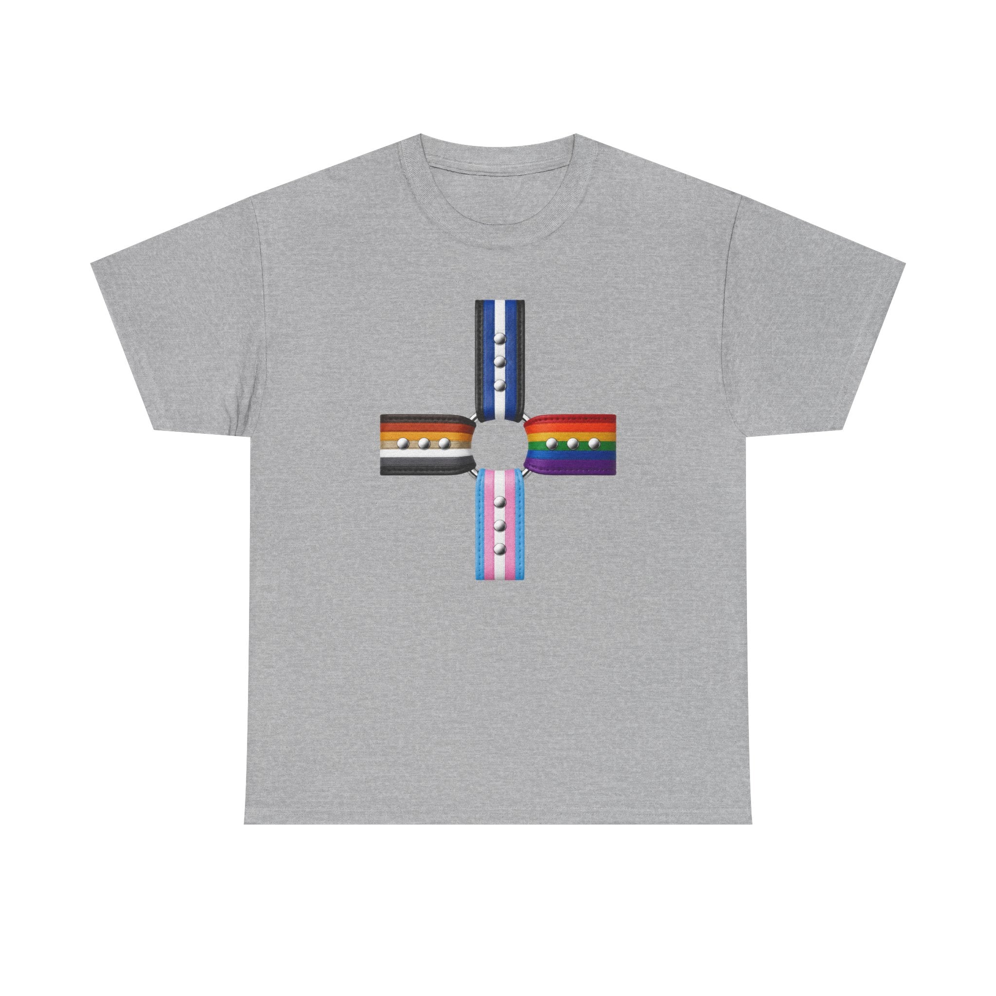 LGBTQ+ Pride Flag Cross T‑Shirt — Inclusive Stripes Tee