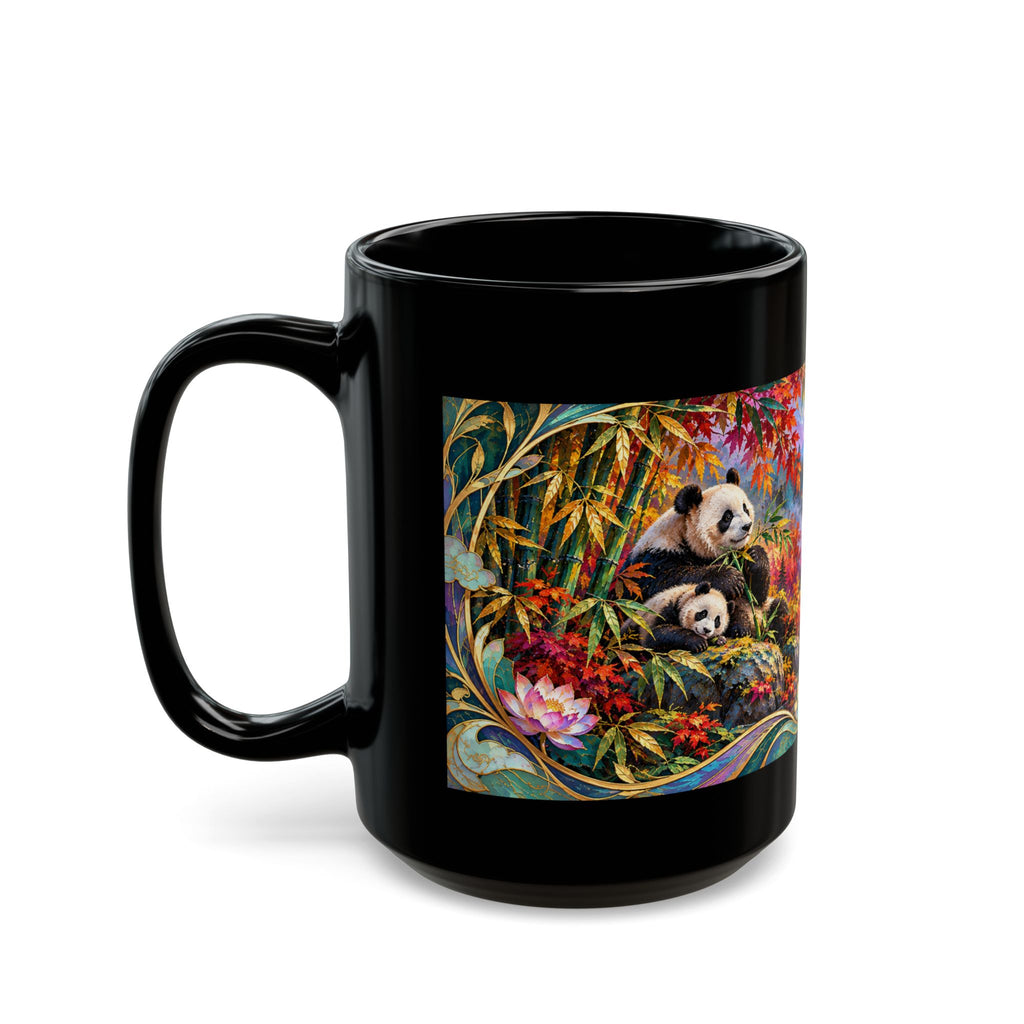 Panda Mug – Asian-Inspired Art Nouveau Panda Bear Coffee Cup, Bamboo Nature Gift