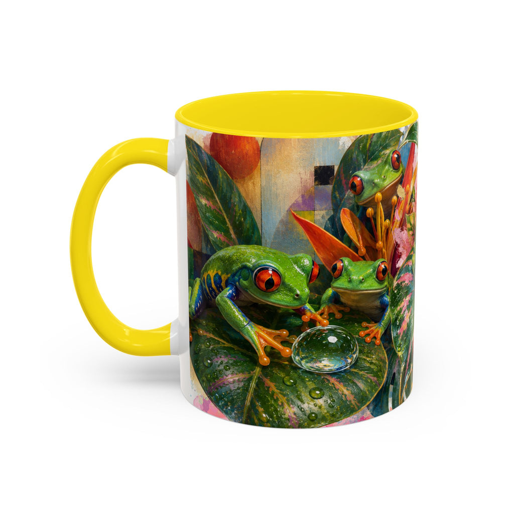Tropical Tree Frog Coffee Mug — Colorful Rainforest Lily Accent Mug (11/15oz)