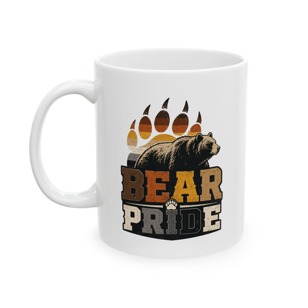 Retro Camper Coffee Mug – 'Campfire' Vintage Outdoor Camping Ceramic Mug (11oz/15oz) Bear Pride. LGBTQ pride mug. Bear Pride Mug.