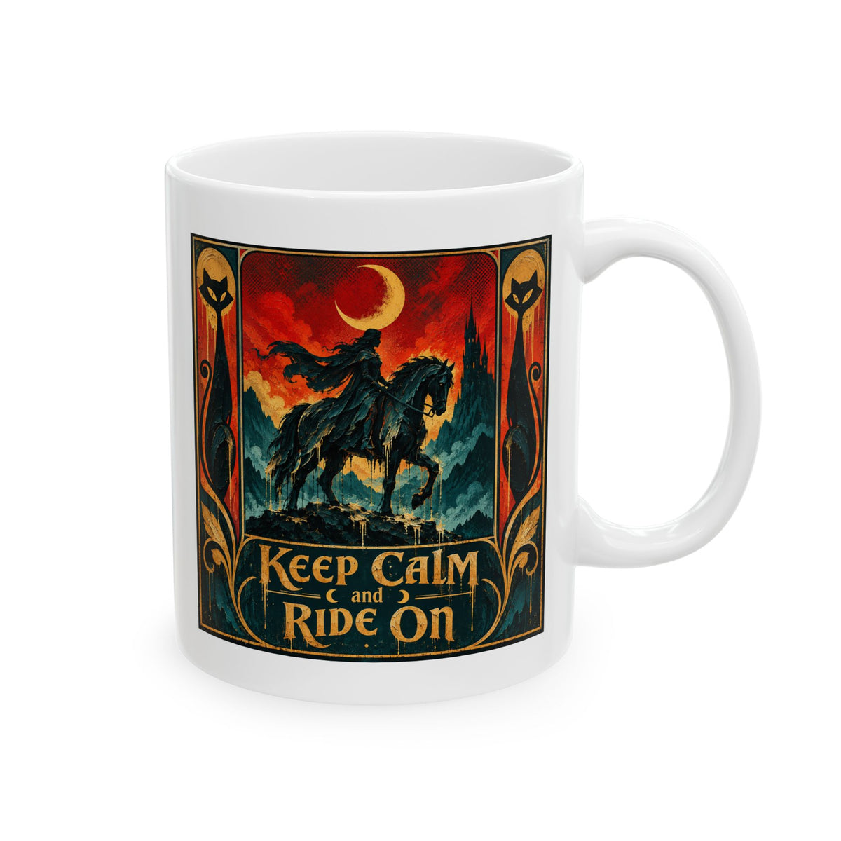 Horse Lover Coffee Mug – Equestrian Art Mug with Jewel Tone Horse Painting
