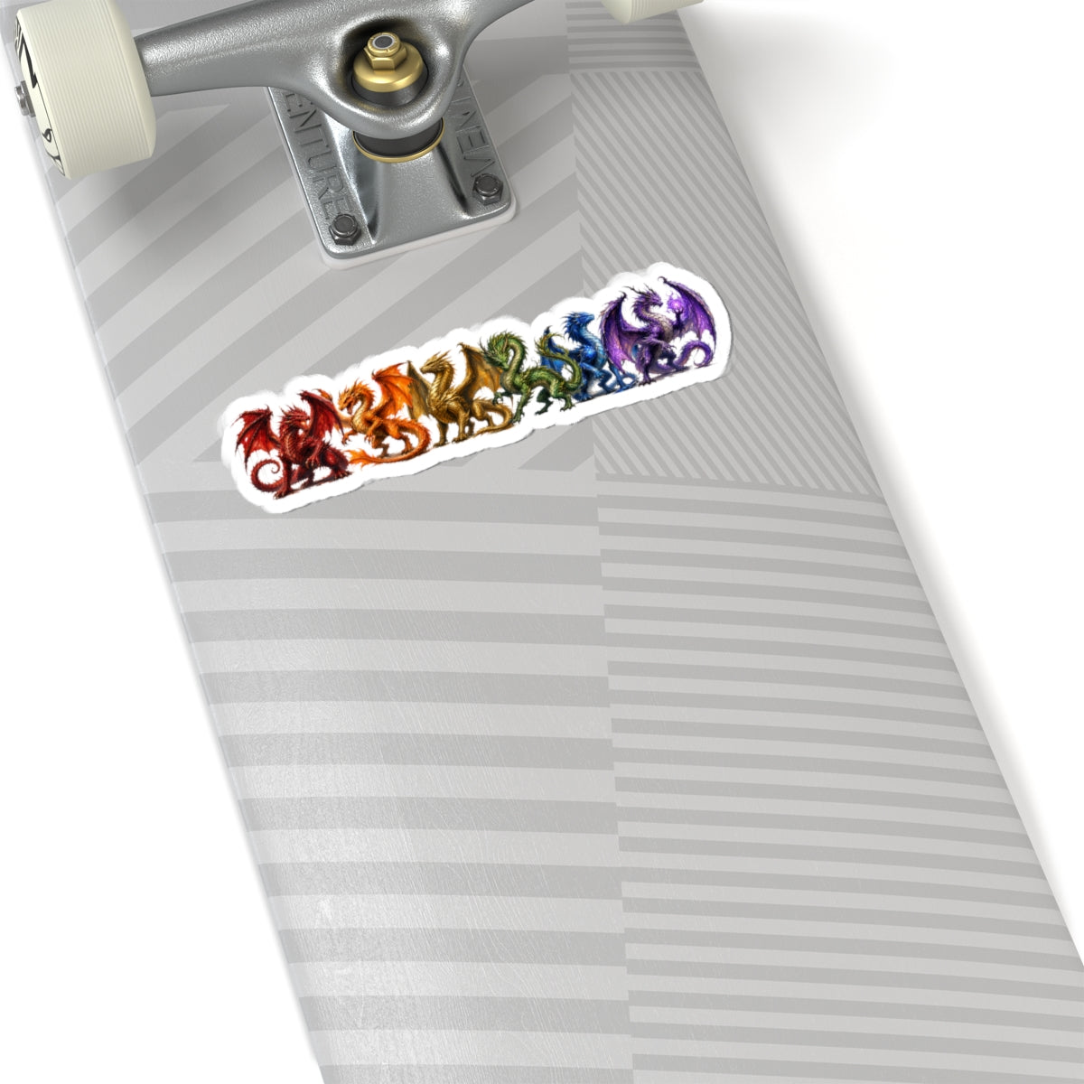 Rainbow Dragon Kiss-Cut Sticker — Small Colorful Dragon Lineup for Laptops, Journals & Water Bottles
