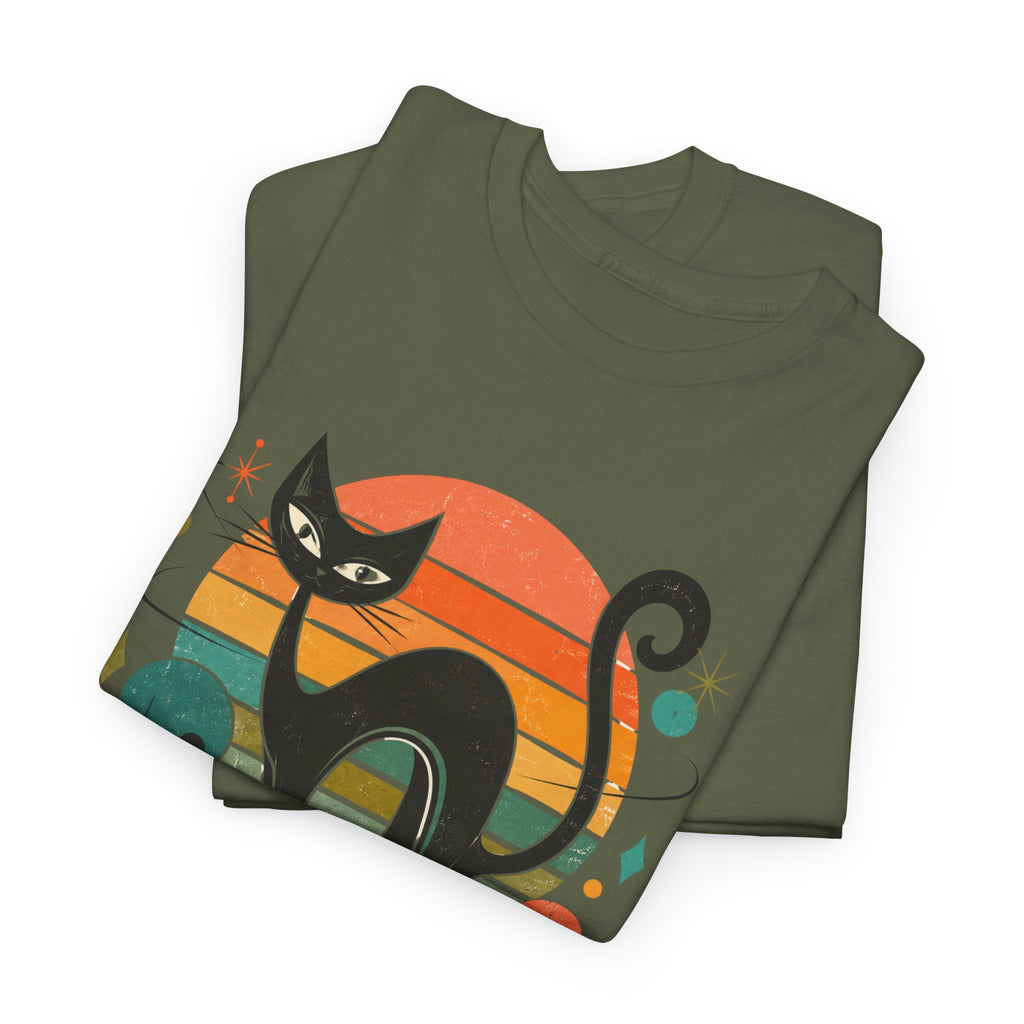 You Had Me At Meow Tee — Retro Cat Graphic T-Shirt. Tangentsies Cat in Retro Mod