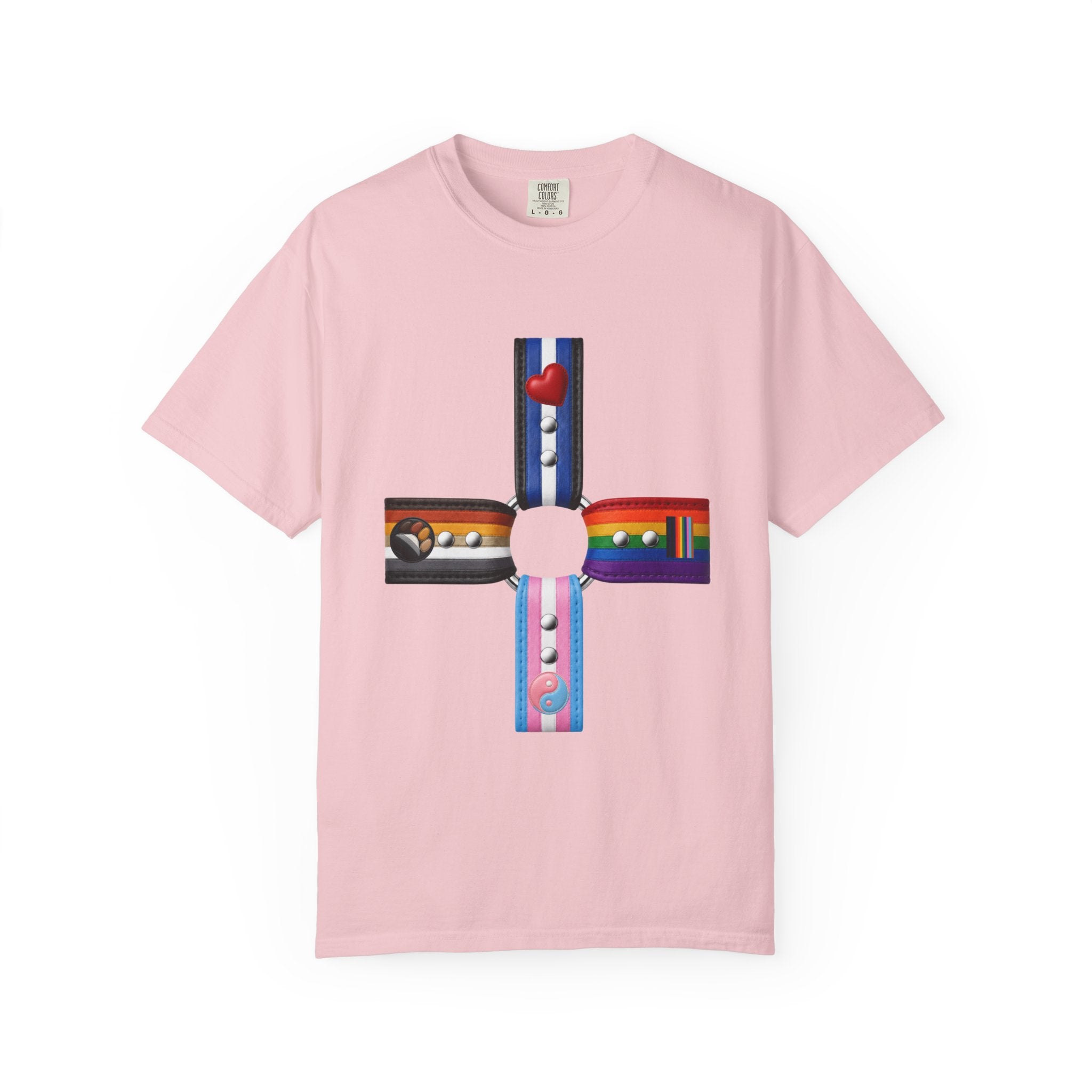 LGBTQ+ Pride Cross T-Shirt — Rainbow Identity Flag Design