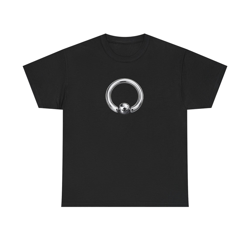 Piercing Ring Graphic Tee — Minimal Silver Septum Design