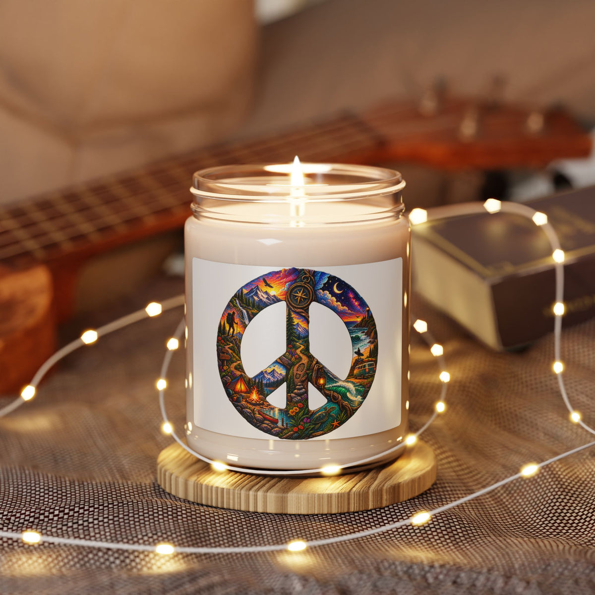 9oz Soy Candle — Peace Sign Nature Art Scented Candle