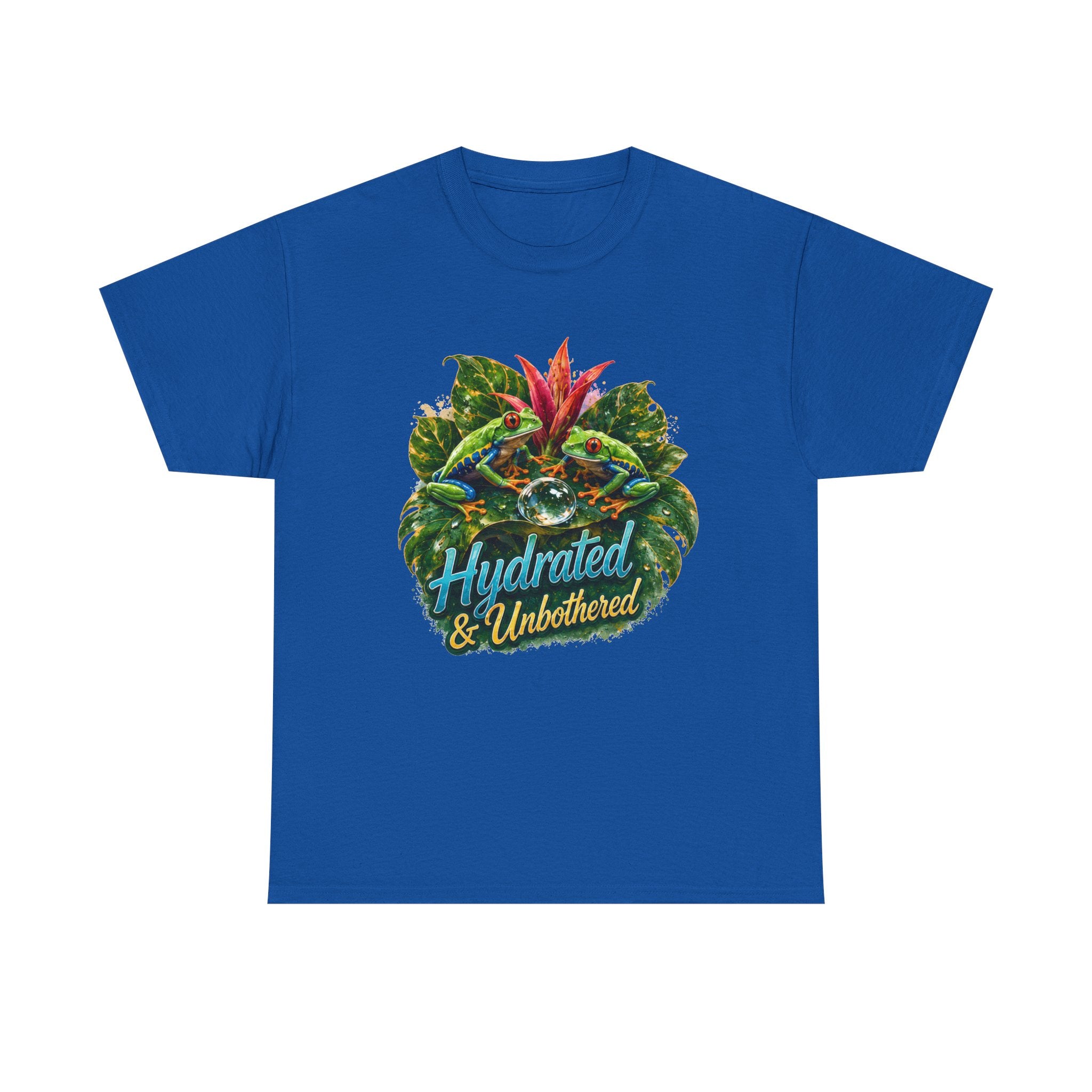 T-Shirt — Hydrated & Unbothered Tropical Frog Graphic Tee Tree Frog Tee. Eco-Tee