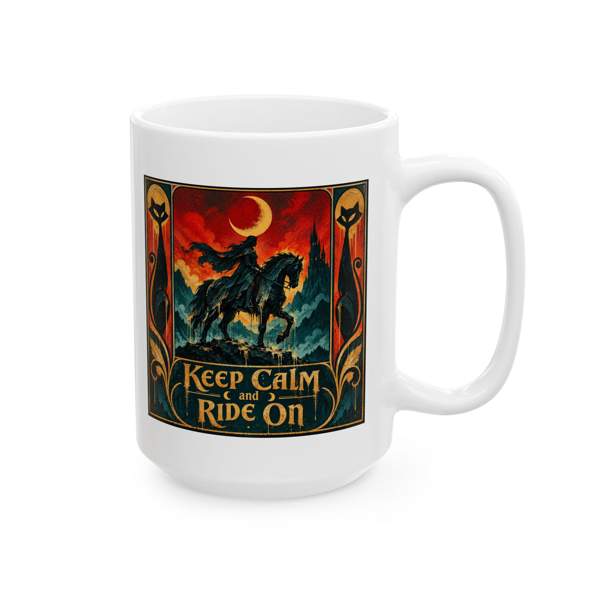 Horse Lover Coffee Mug – Equestrian Art Mug with Jewel Tone Horse Painting