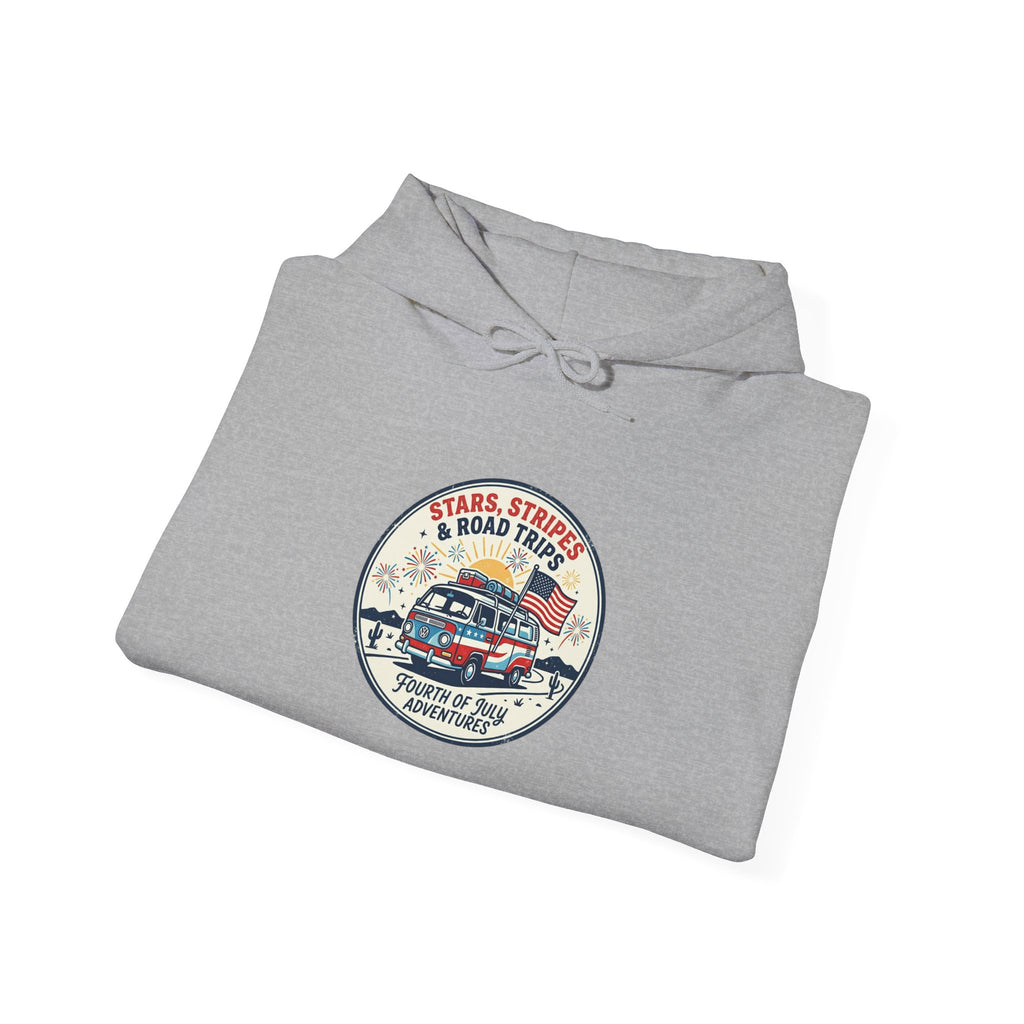Vintage Stars and Stripes Road Trip Hoodie | Americana, retro red white blue