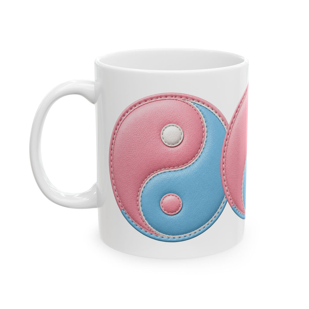 Pastel Yin Yang Ceramic Mug – Pink & Blue Harmony Coffee Cup (11oz/15oz)