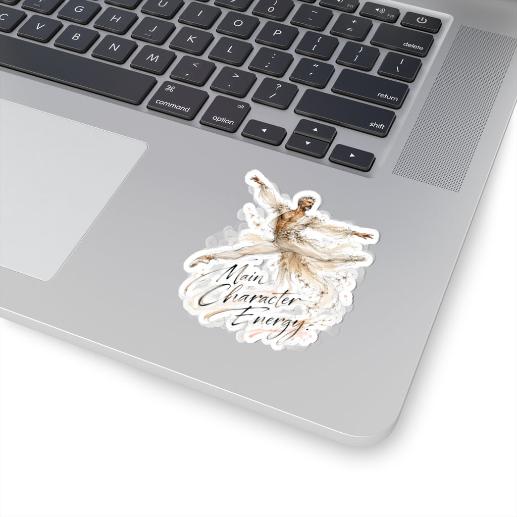 Main Character Energy Sticker — Elegant Ballet Dancer Kiss-Cut Vinyl Sticker