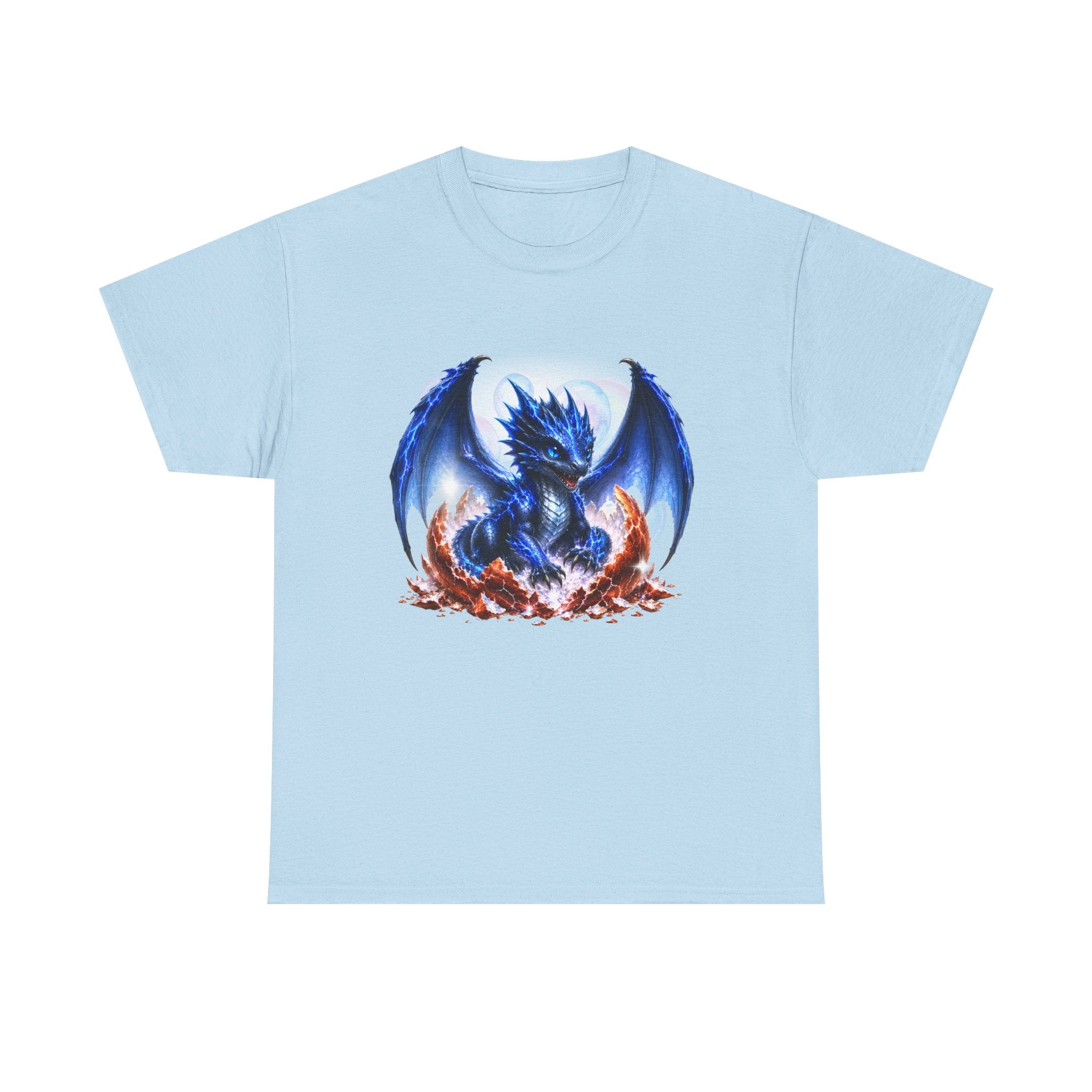 Blue Fire Dragon T-Shirt — Fantasy Dragon Graphic Tee, Blue Dragon. Best Dragon shirt. Blue Baby Dragon.