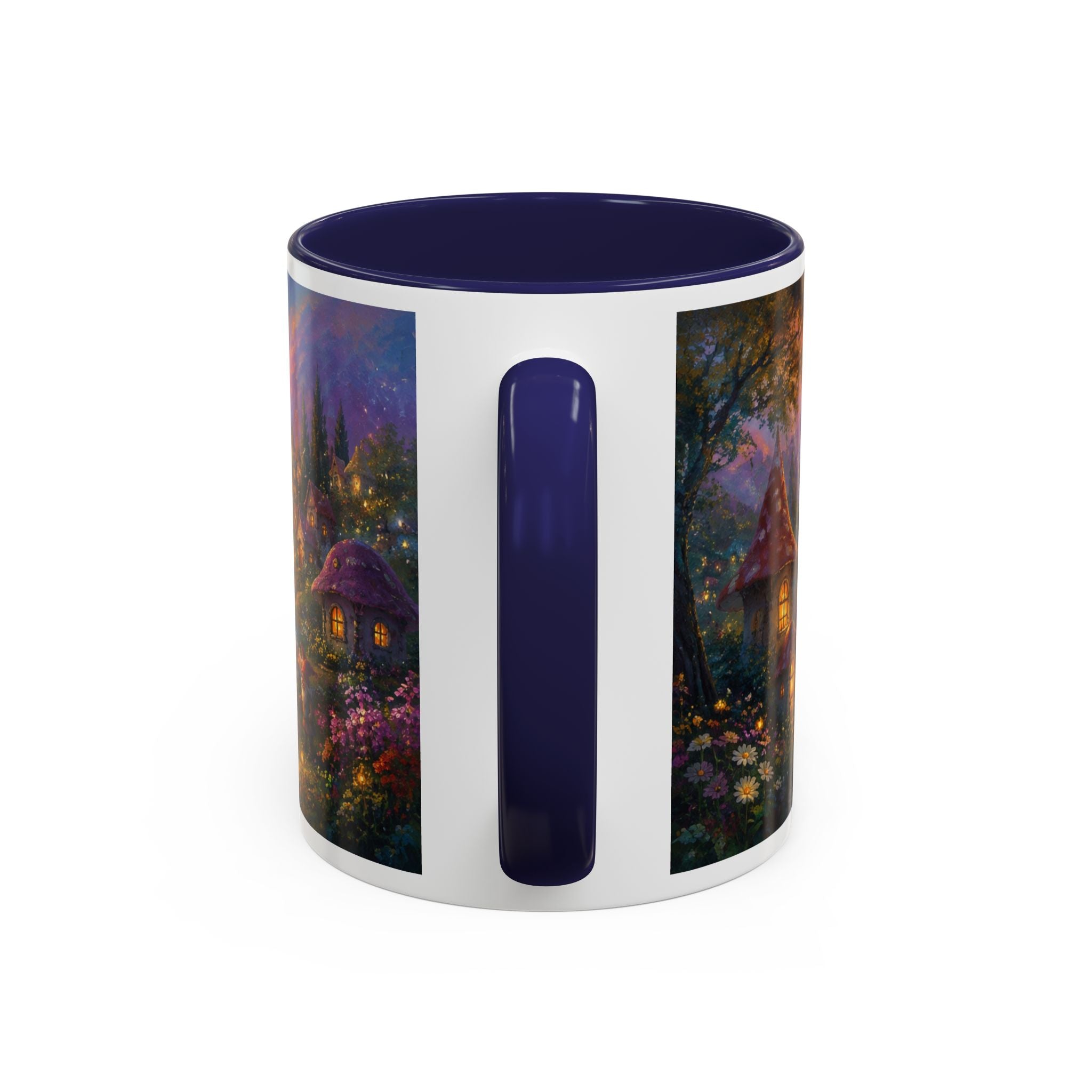 Fantasy Sunset Coffee Mug — Whimsical Village Sunrise Art Accent Mug (11/15oz)