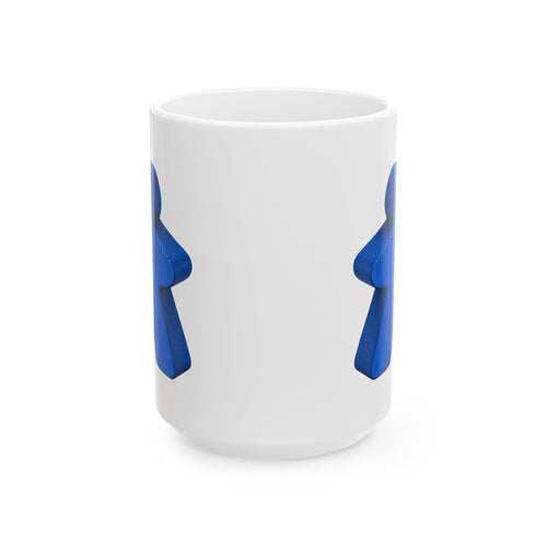 Blue Face Profile Ceramic Mug — Minimalist Abstract Art Coffee Cup (11oz, 15oz)