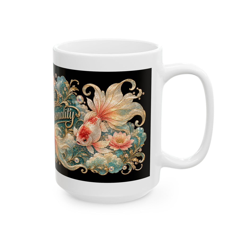 Ceramic Mug — "Little Fish, Big Personality" Decorative Koi Mug