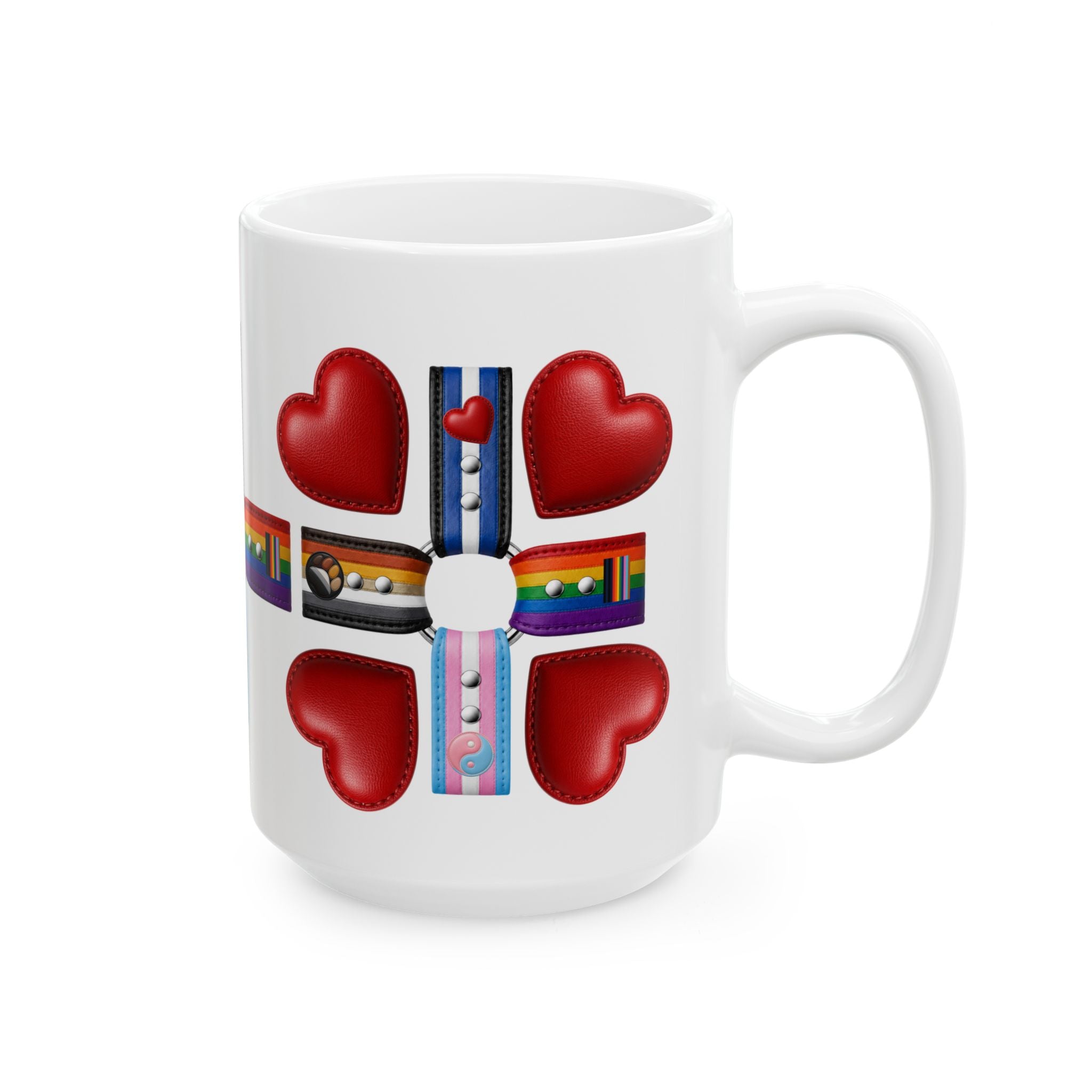 LGBTQ+ Pride Heart Cross Ceramic Mug (11oz/15oz)