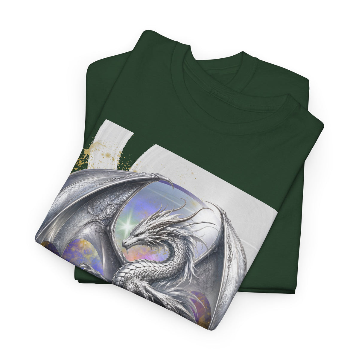 Dragon Circle T-Shirt — Mystic Silver Fantasy Dragon Graphic Tee Silver dragon. Majestic dragon. The best dragon t-shirt.
