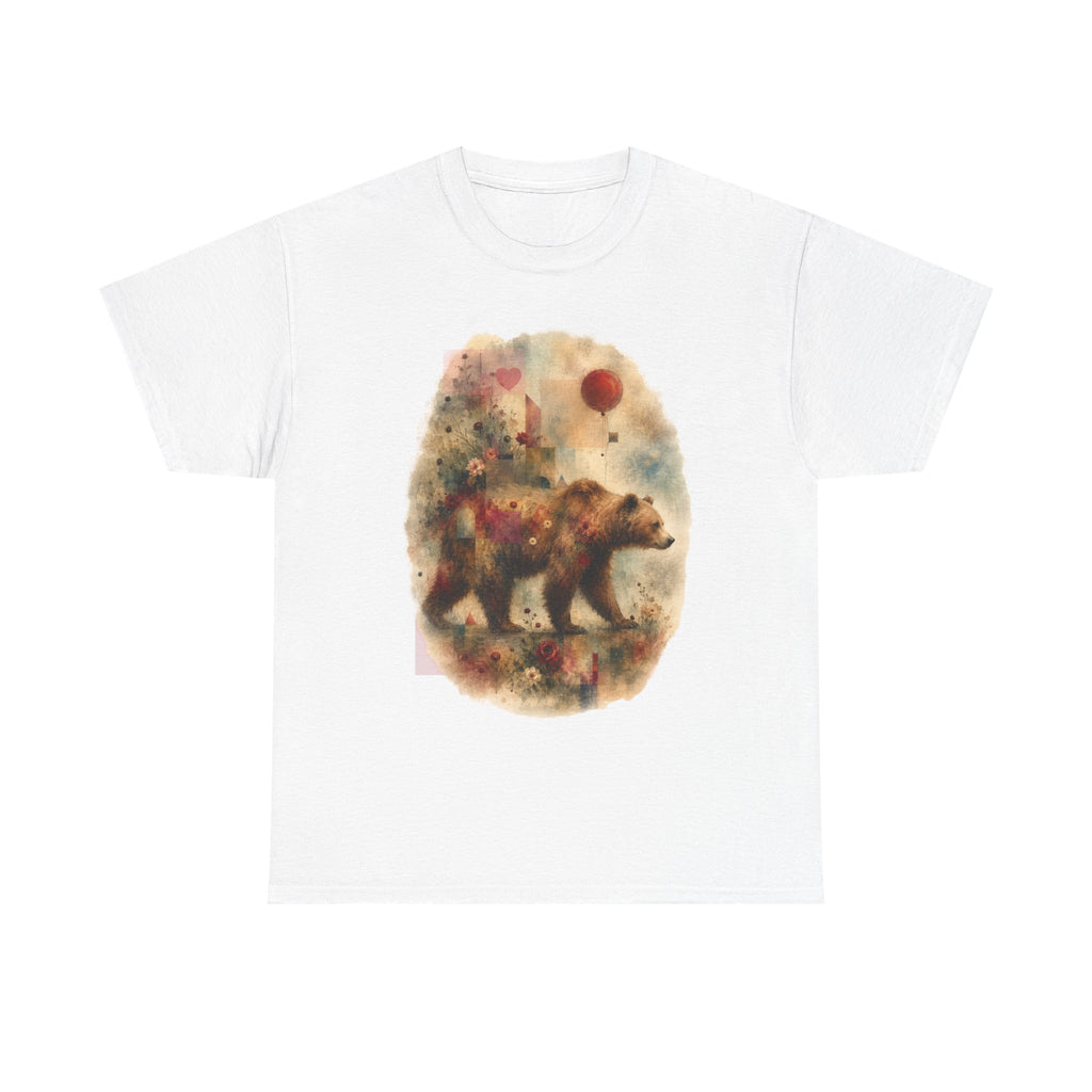 Bear and Balloon T-Shirt — Whimsical Watercolor Forest Bear Graphic Tee