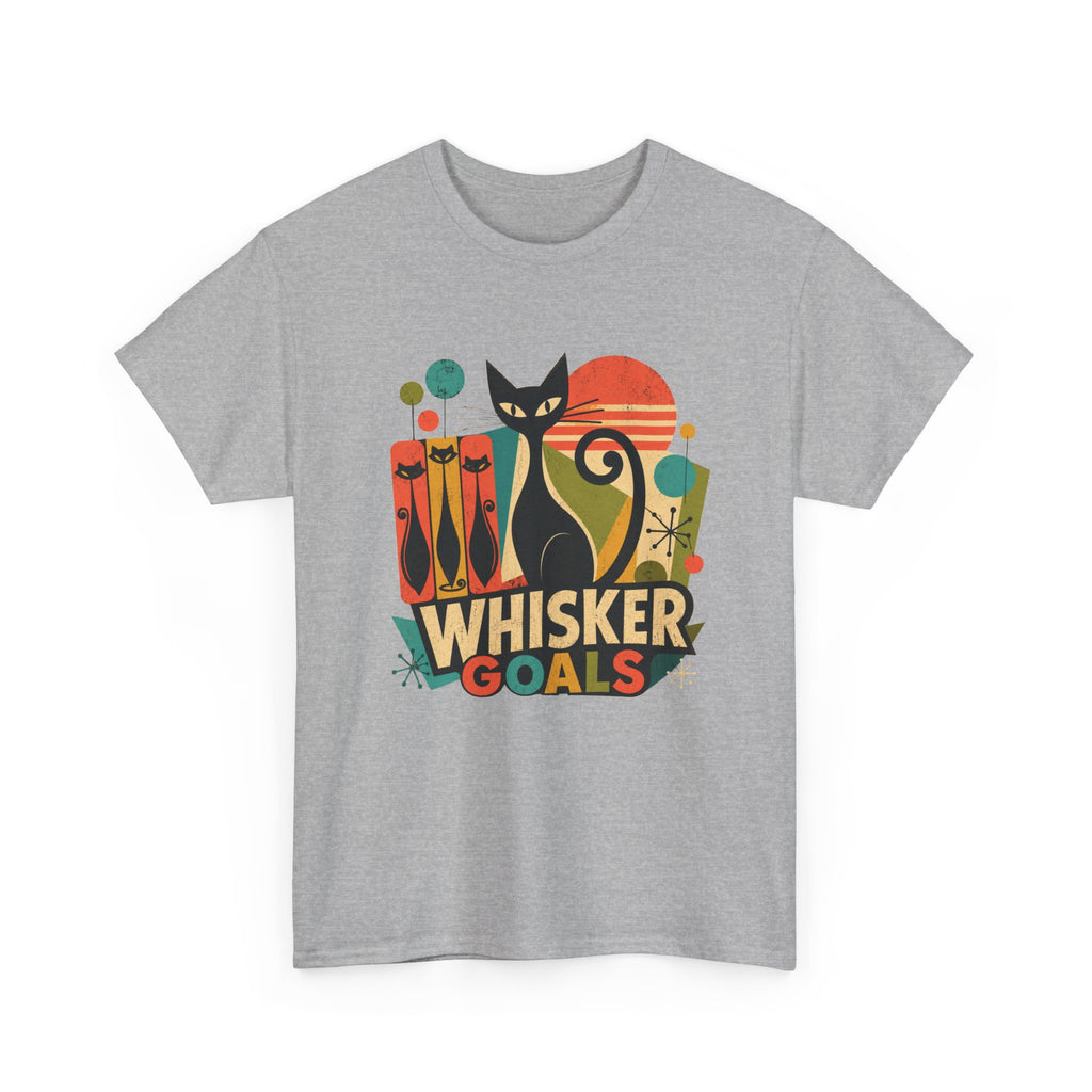 Cat T-Shirt — Whisker Goals Retro Graphic Tee. Best Mod Tangent Cat t-shirt