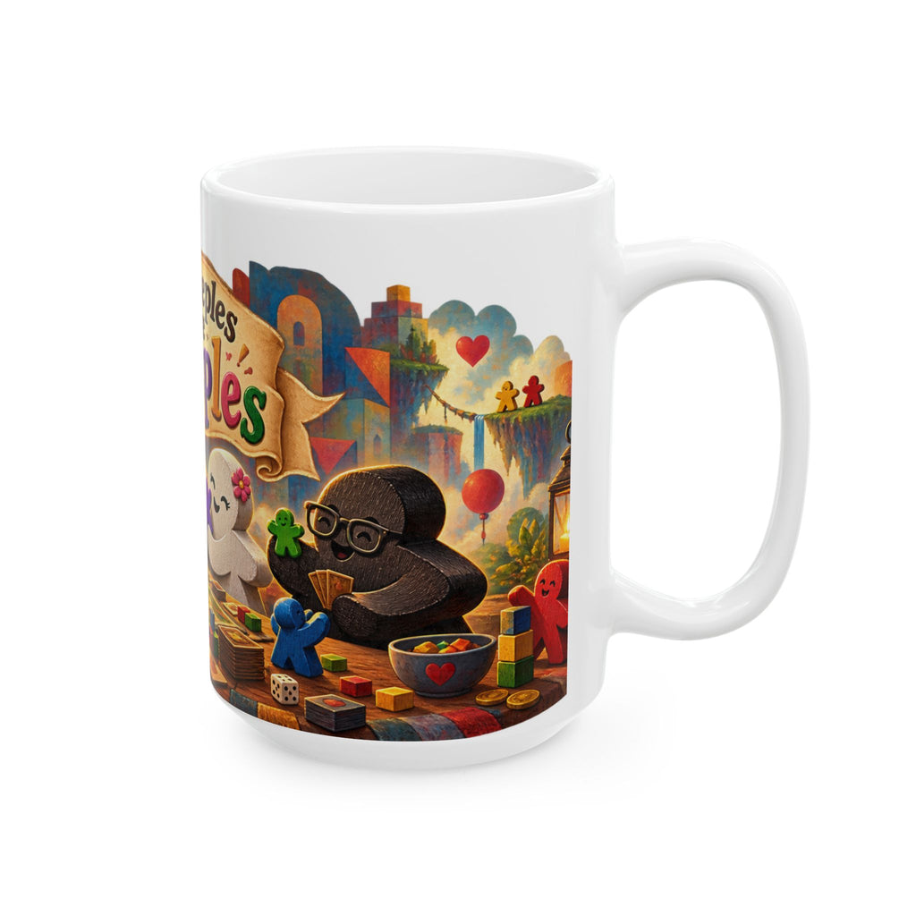 Board Game Meeples Ceramic Mug – "My Meeples Have Meeples" Coffee Cup (11oz/15oz)