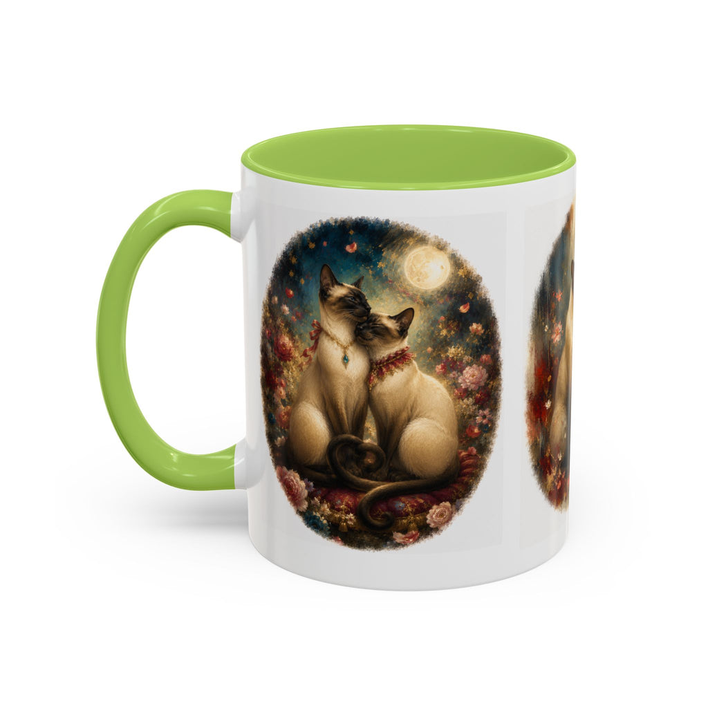 Siamese Cats Coffee Mug — Romantic Moonlit Cat Art Accent Mug (11/15oz)