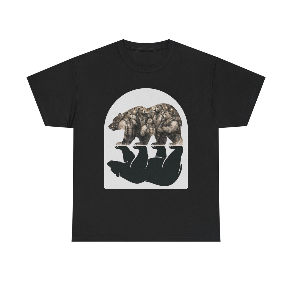 Bear man's shirt. Bear Reflection Graphic Tee — Vintage Wildlife Silhouette T-Shirt