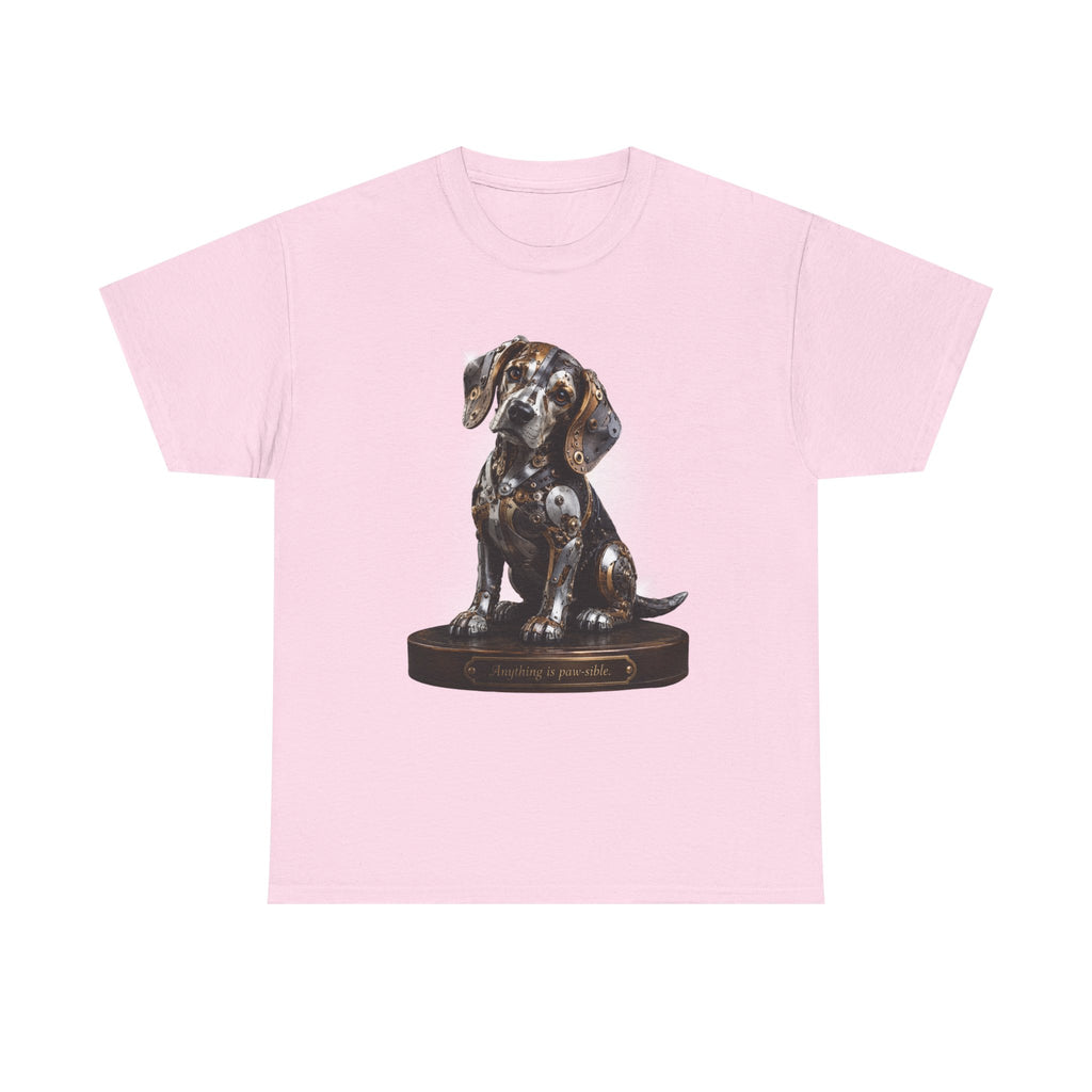 Beagle Tee – Cute Sitting Puppy Graphic T-Shirt. Beagle Puppy sitting on a trophy stand.